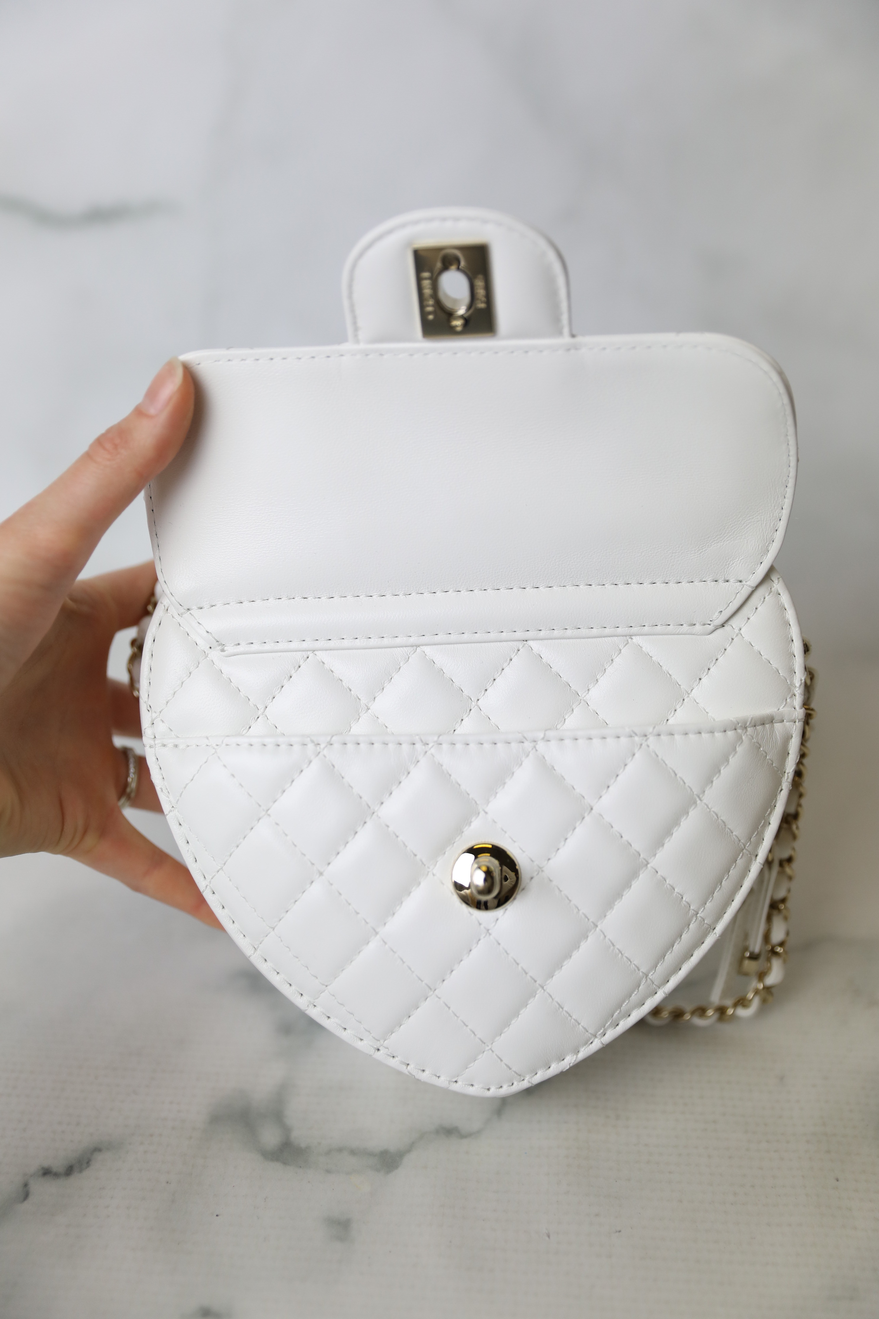 Chanel Heart Bag, Large, White Lambskin Leather, Gold Hardware, New in Box  WA001 - Julia Rose Boston