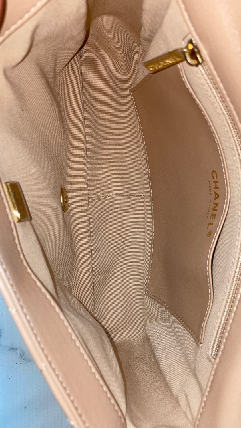 Chanel Funky Town Flap Large, Beige Lambskin with Gold