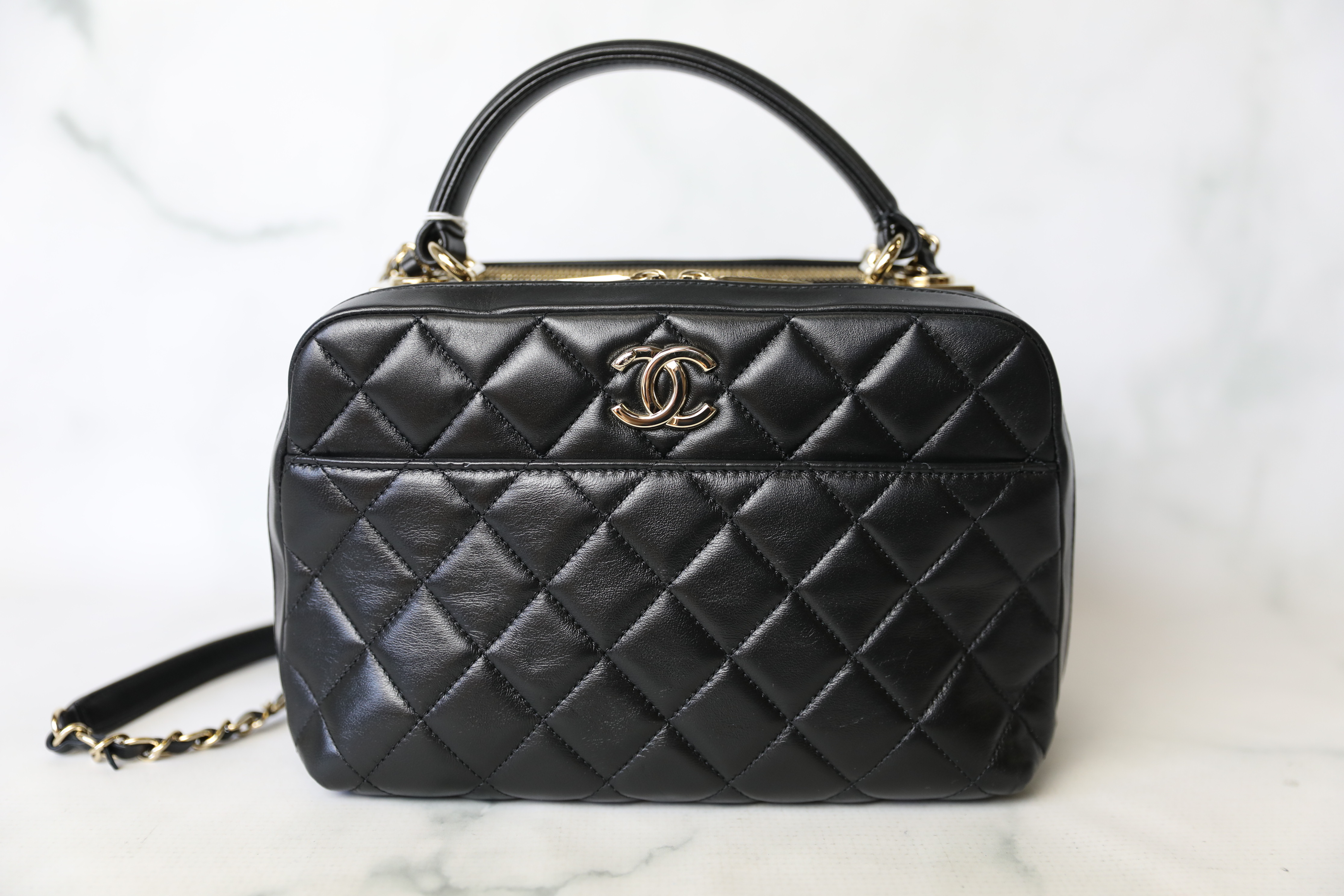 Chanel Trendy Bowler, Black Lambskin with Gold Hardware, Preowned in Box  Wa001 - Julia Rose Boston
