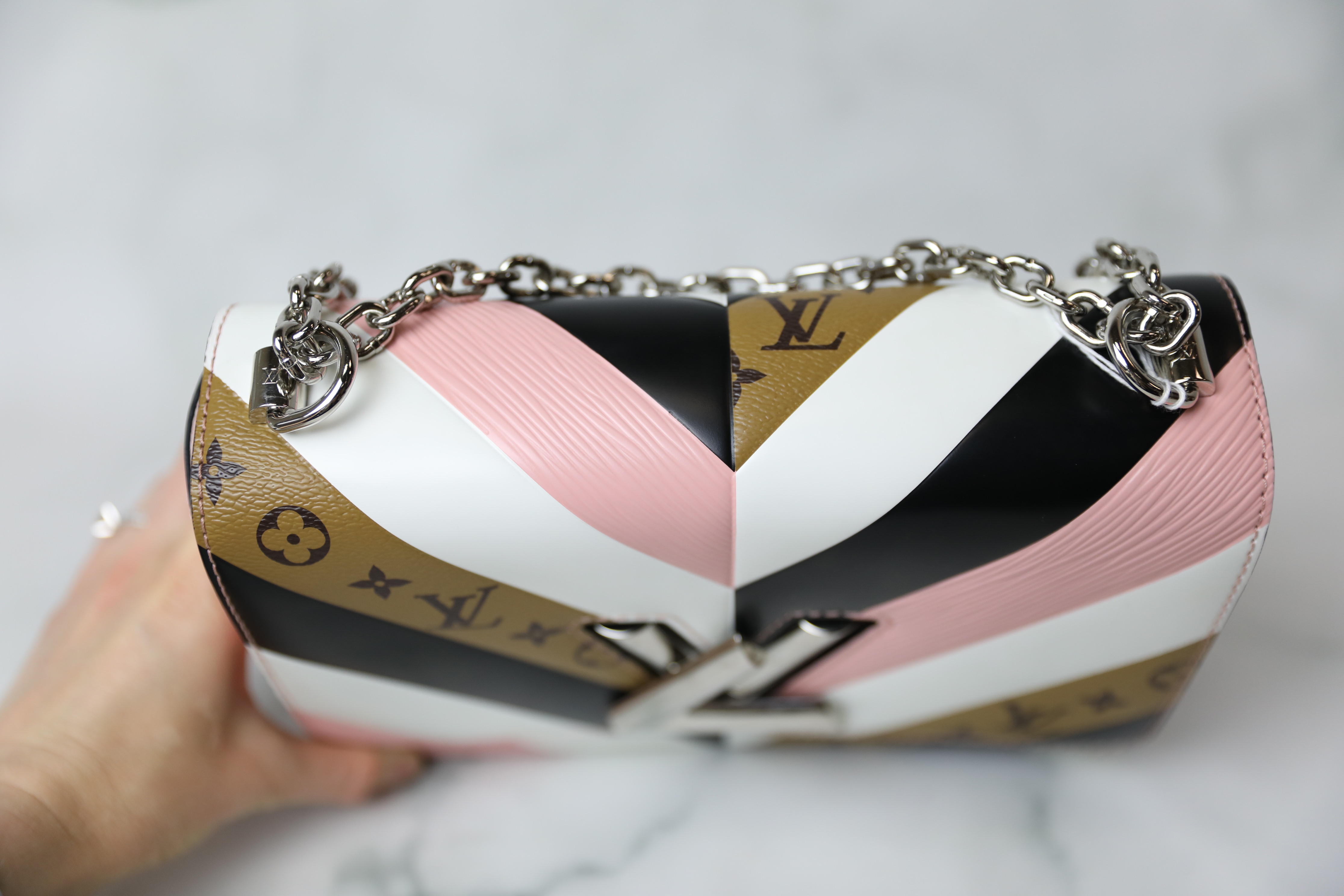 Louis Vuitton Limited Edition Chevron Pink/White/Black/Mono Bandolier Strap