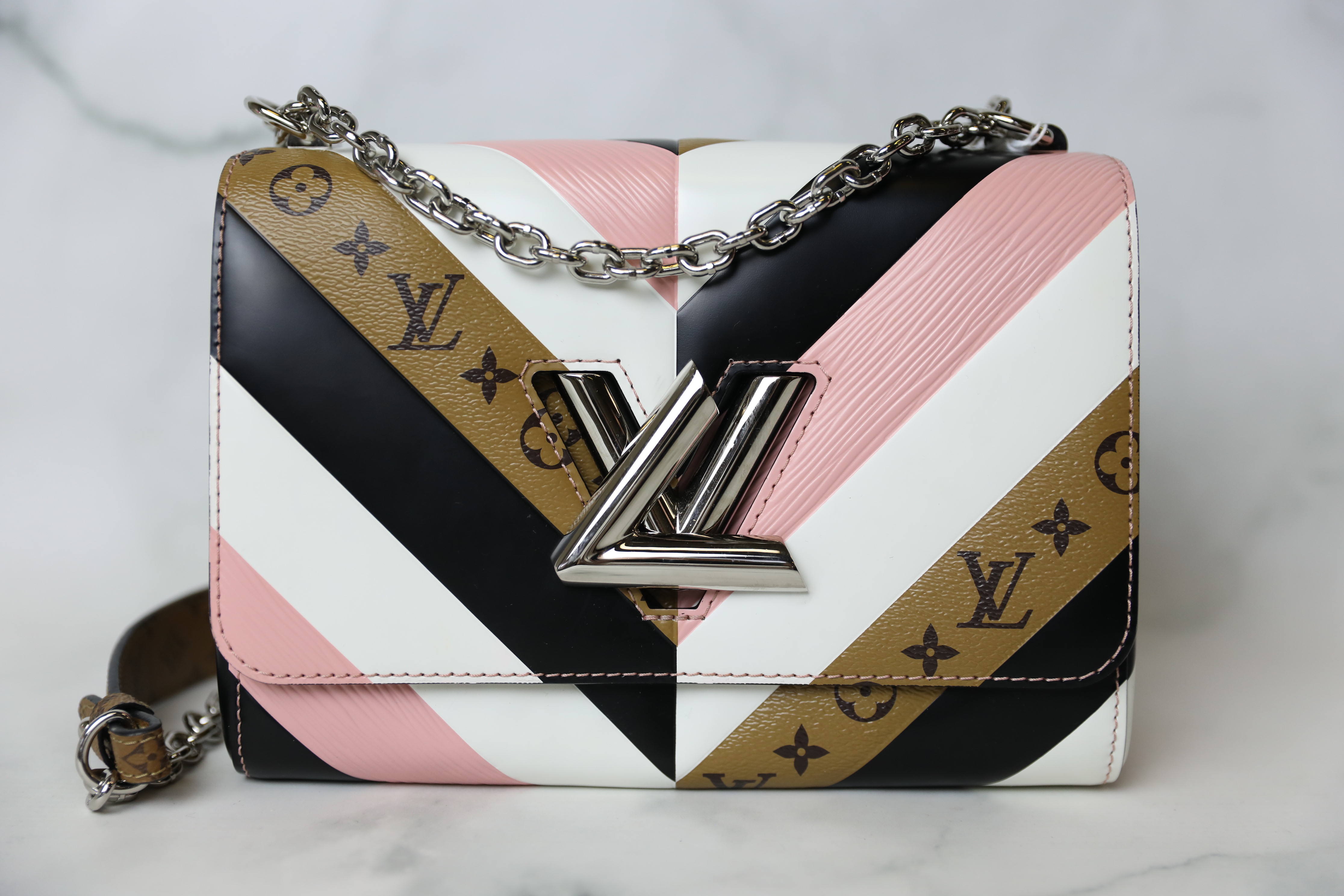 Louis Vuitton Limited Edition Chevron Pink/White/Black/Mono Bandolier Strap