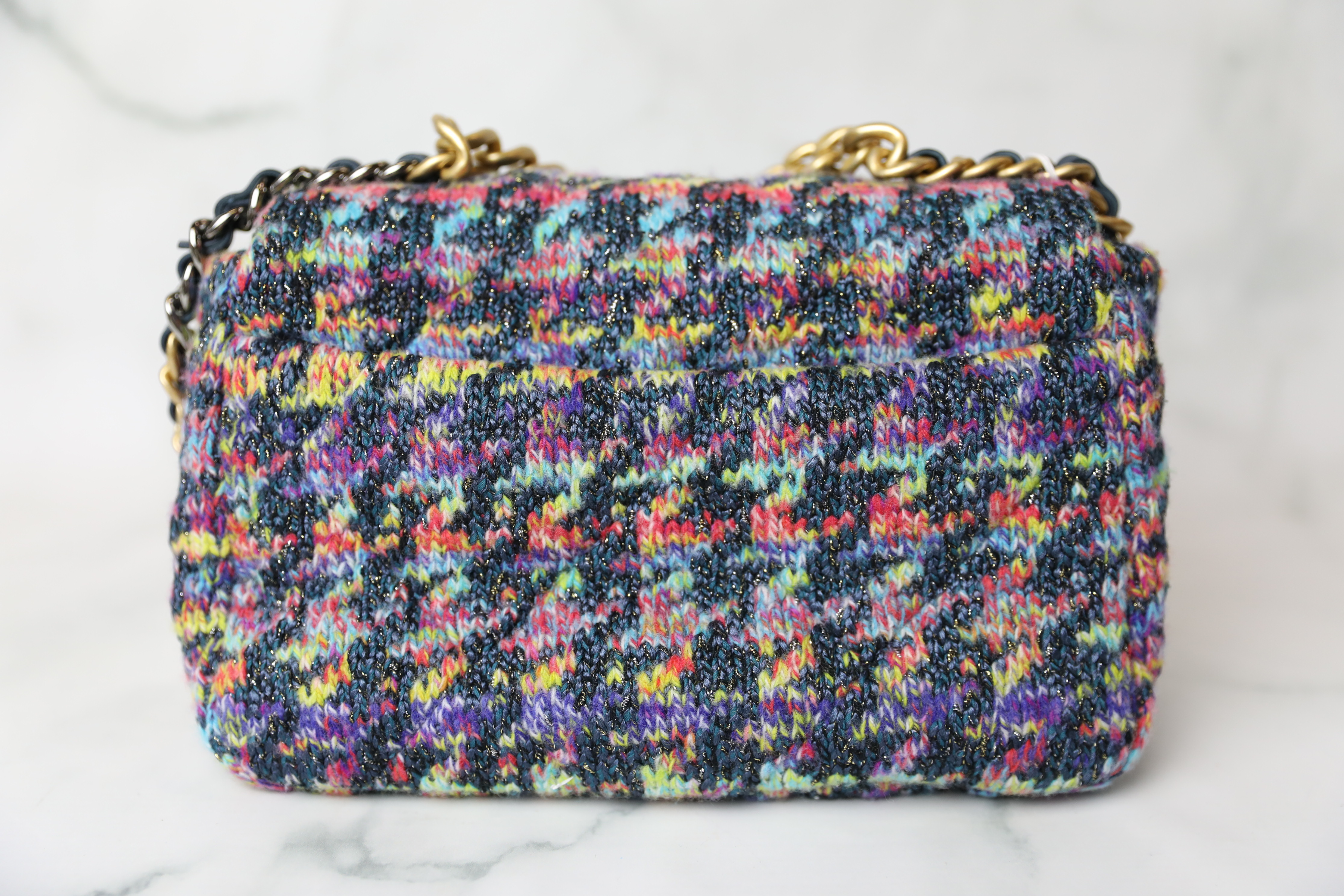 Chanel 19 Small, Rainbow Multicolor Tweed, Preowned in Box WA001