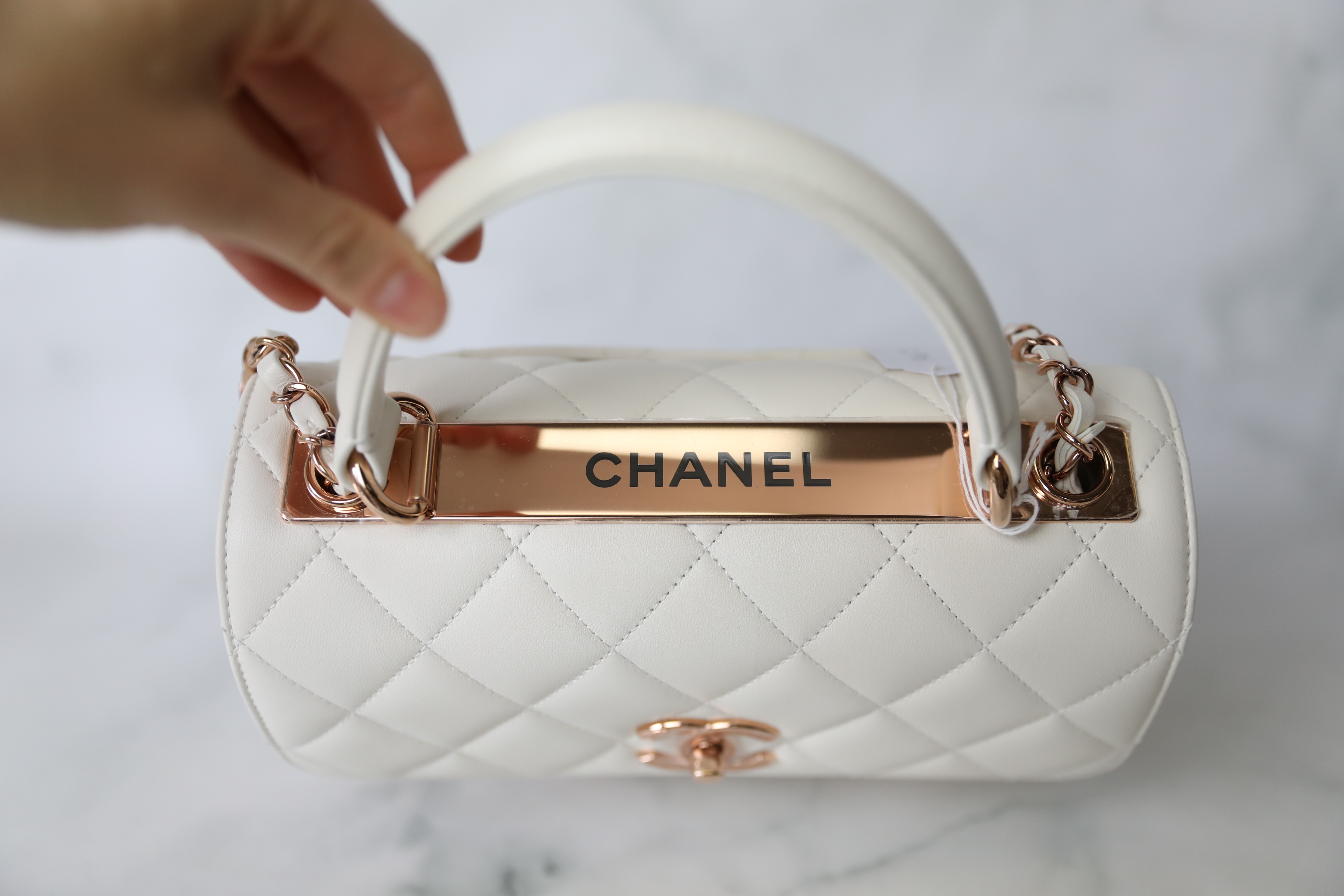 Chanel Trendy Small, White Lambskin with Rose Gold Hardware, New in Box  WA001