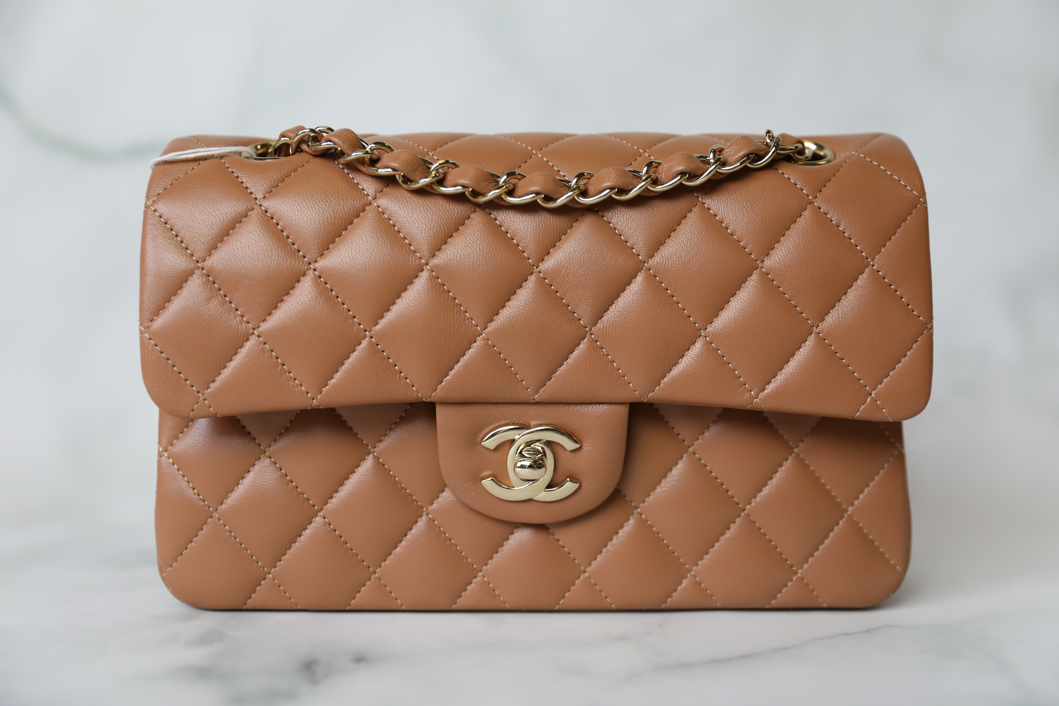 Chanel Classic Medium, Caramel Brown Lambskin with Gold Hardware, Preowned  in Box WA001