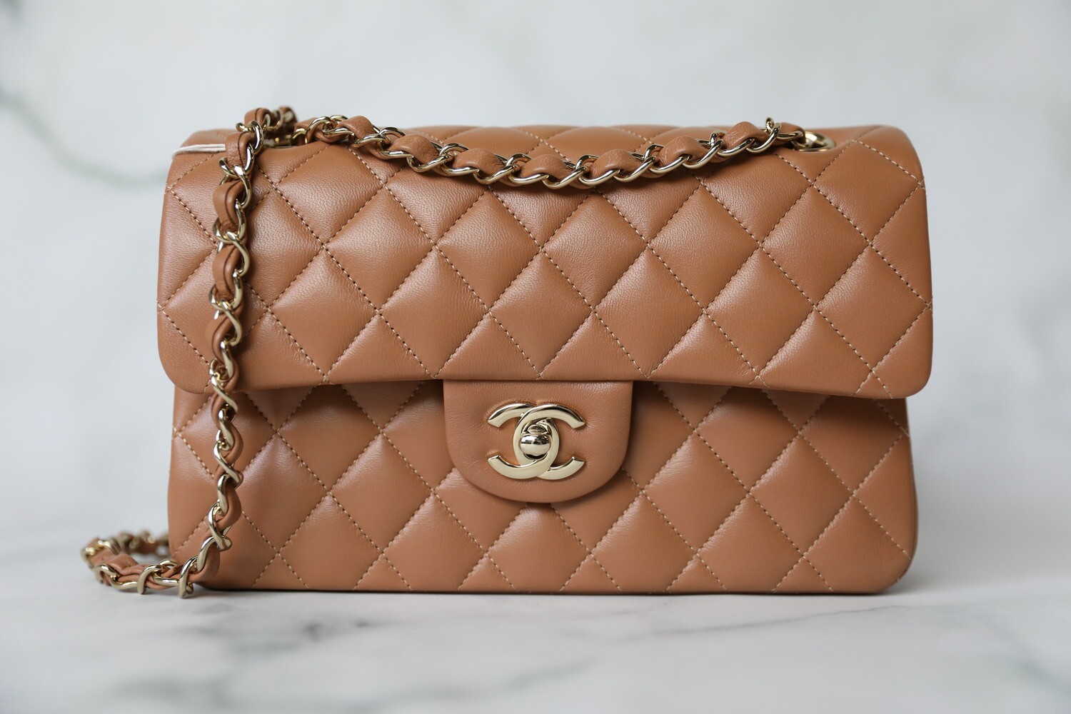 Chanel Quilted Caramel Lambskin Classic Jumbo Double Flap Bag