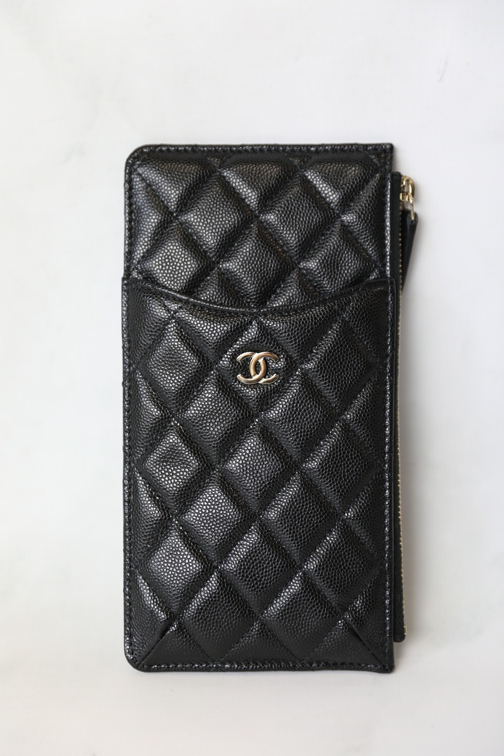 Chanel Phone Pouch Holder Wallet, Black Caviar with Gold Hardware, Preowned  in Box WA001