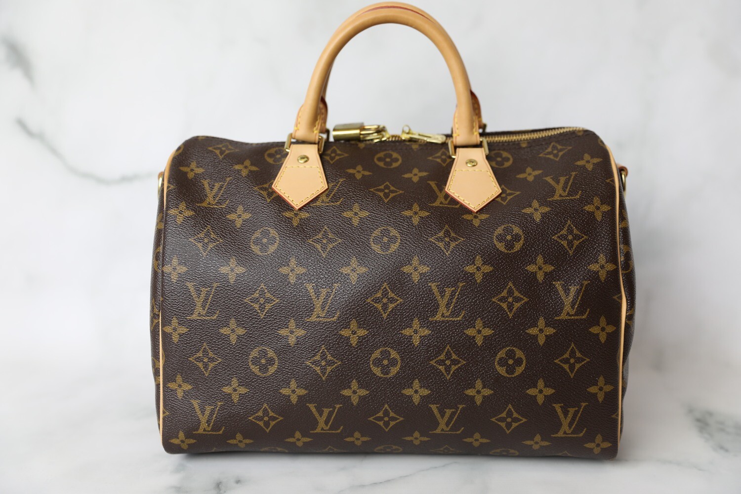 Louis Vuitton Speedy  PM, White and Brown, Preowned in Dustbag WA001
