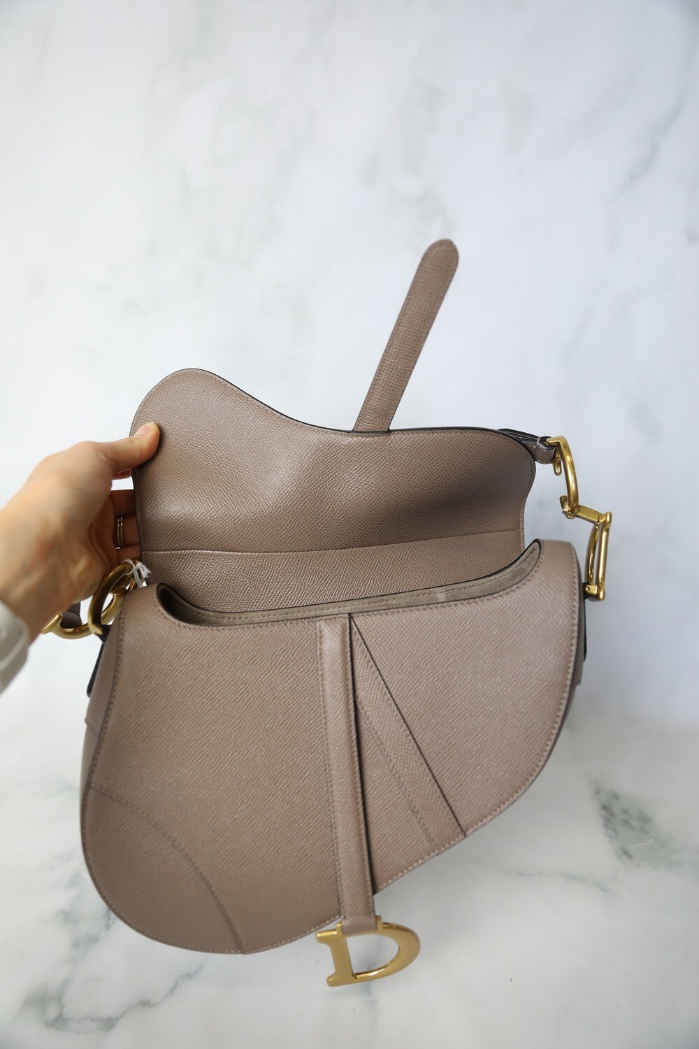 【Dior】Saddle Bag with gold tone hardware【ランク:A】 Christian Dior Saddle Mini Blue Top Handle Bag in Jacquard