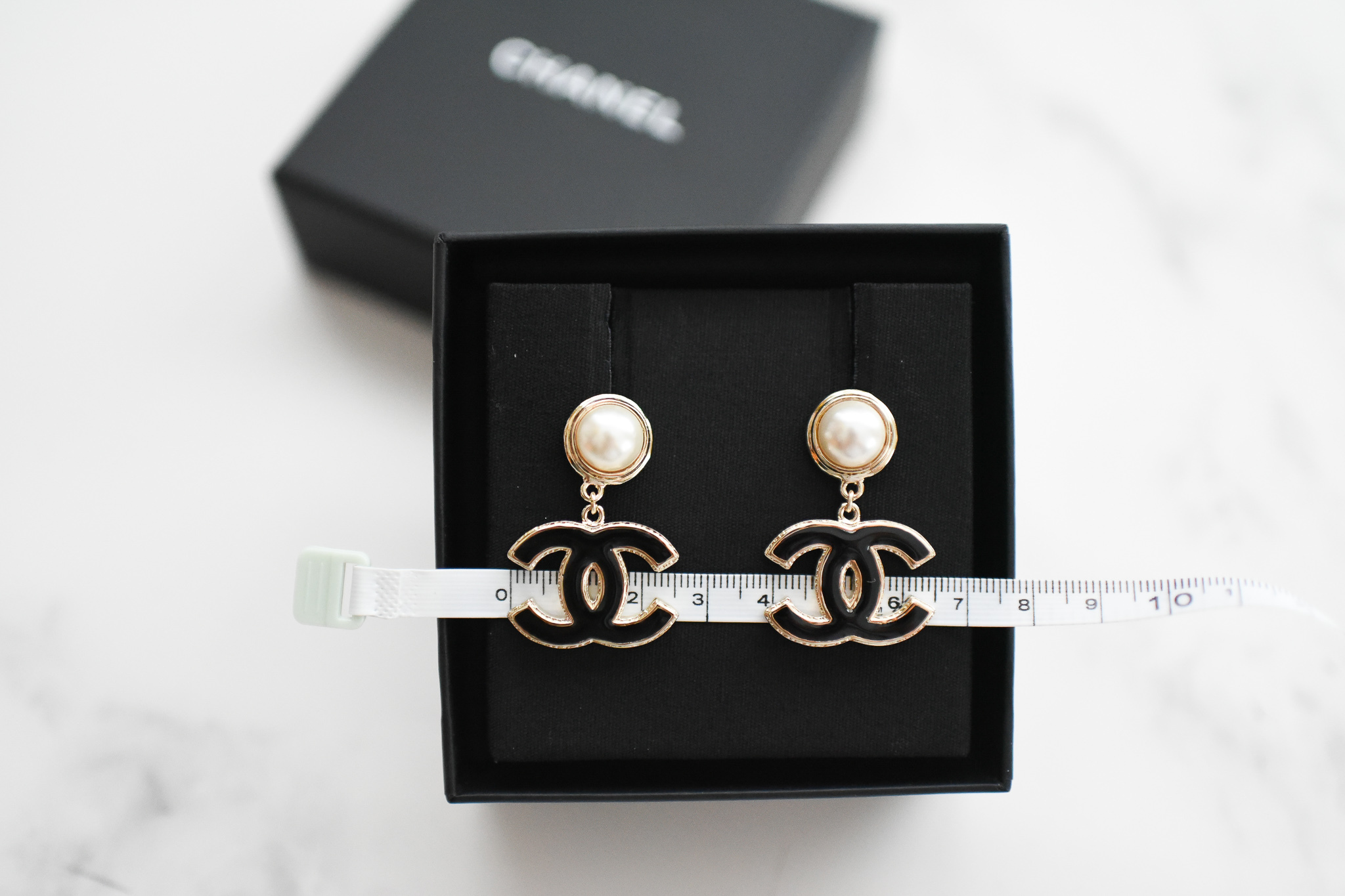 Chanel Earrings Heart Studs with CC, New in Box WA001