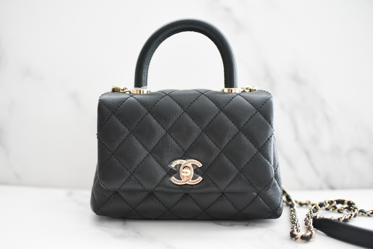 Chanel Coco Top Handle Bag Quilted Caviar Extra Mini at 1stDibs