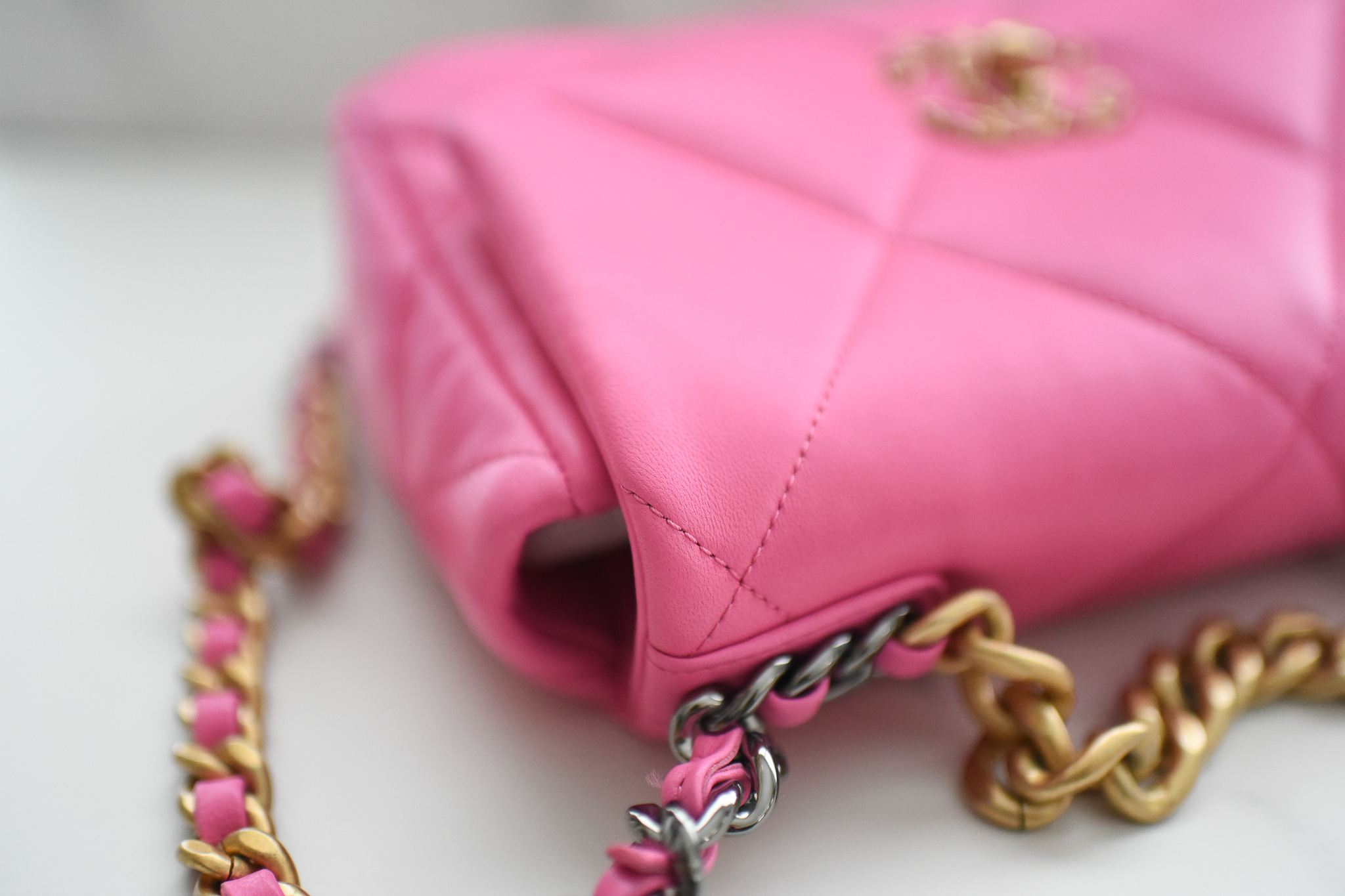 Chanel 19 Neon Pink Handbag at 1stDibs