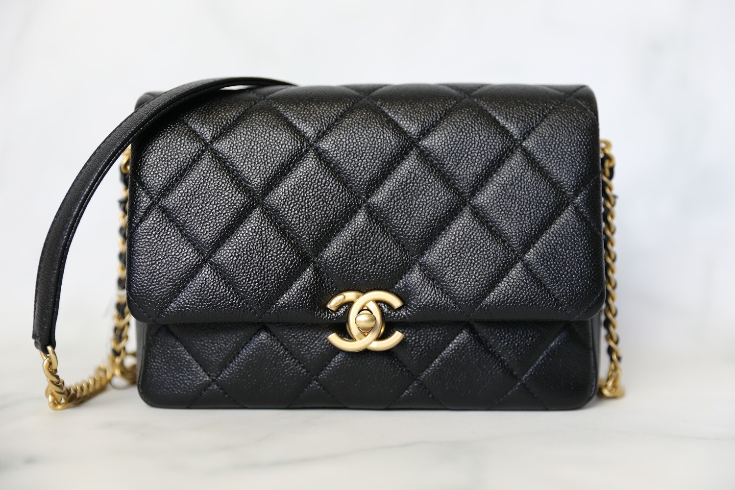 Chanel Filigree Small Flap, Black Caviar with Gold Hardware, Preowned in  Box WA001
