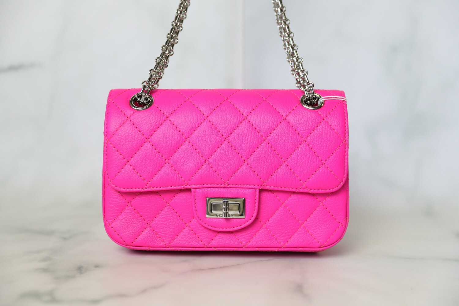 Chanel Reissue Mini, Bright Pink Calfskin with Silver Hardware