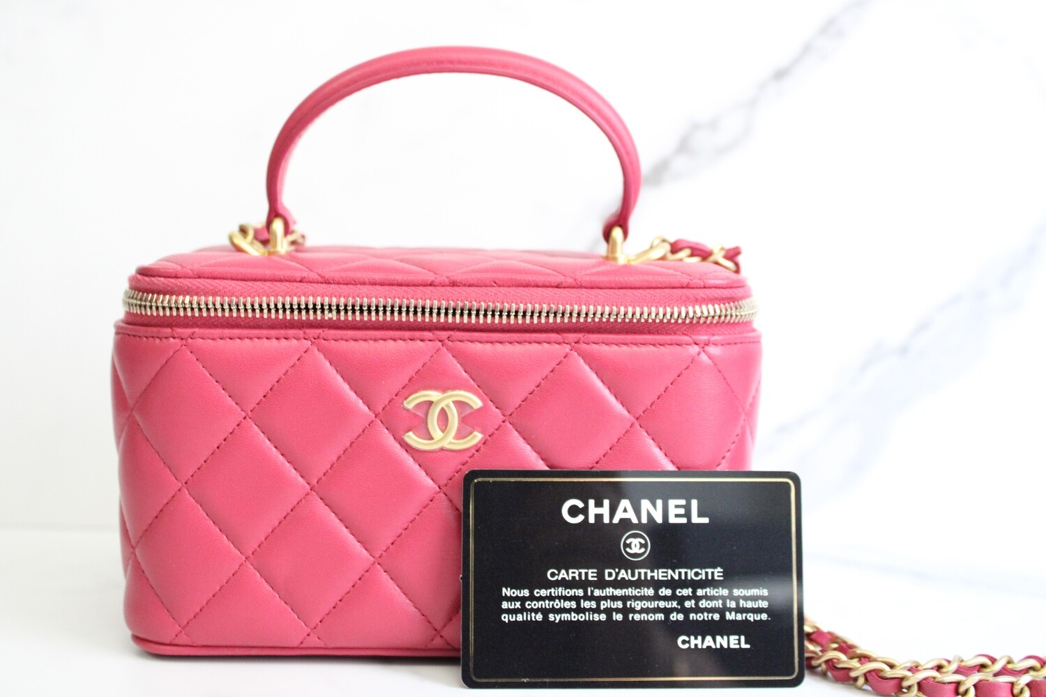 Chanel Vanity Rectangle with Top Handle, 21A Dark Pink