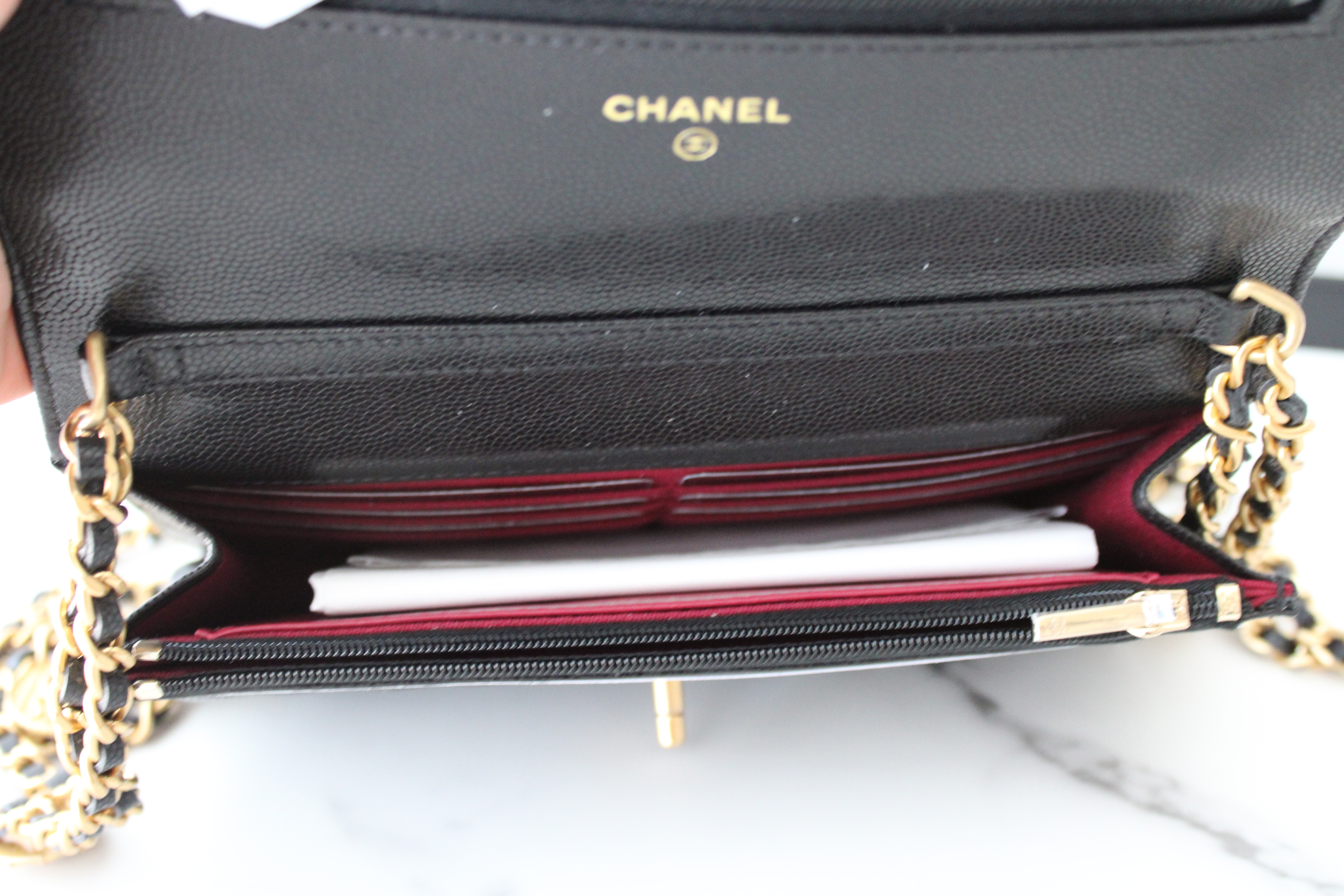 * BOSTON Chanel Wallet on Chain, 22A Black Caviar Leather, New in Box
