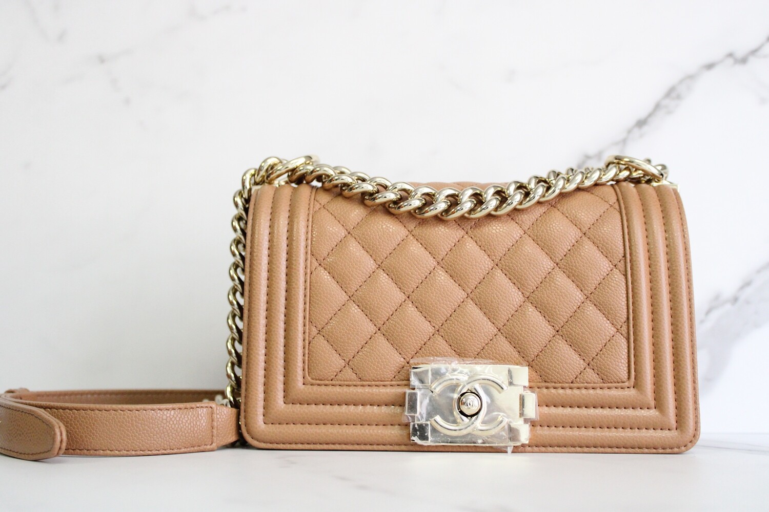 Chanel Boy Small, 21K Caramel Caviar Leahter, Gold Hardware, New in Box MA001