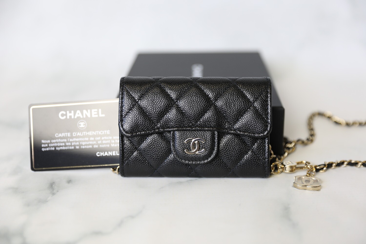 Chanel Cardholder On Chain Belt Bag, Black Caviar with Gold Hardware, New  in Box WA001