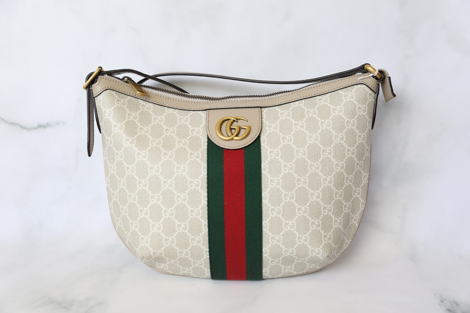 Gucci Ophidia Small Shoulder Bag White Monogram Canvas New in Box WA001