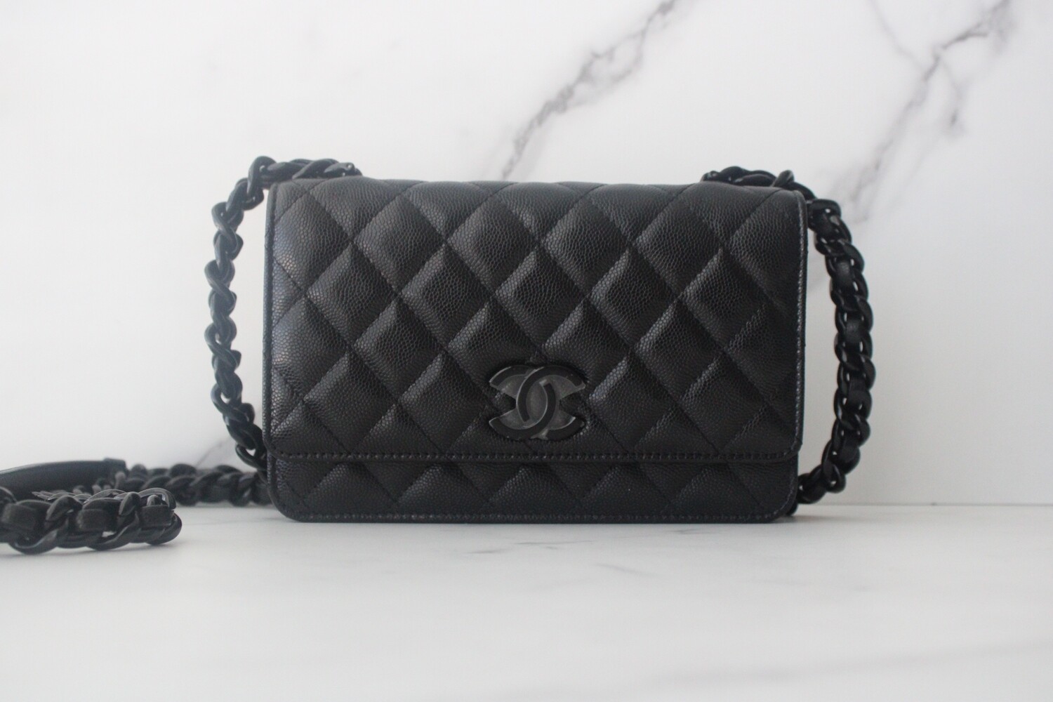 CHANEL Caviar Wallet On Chain WOC Black Shoulder Bag Crossbody Leather  ref.310101 - Joli Closet