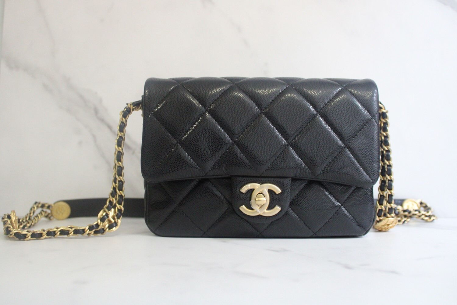 * BOSTON Chanel Seasonal Bag, 22A Black Caviar Leather, Gold Hardware, New in Box