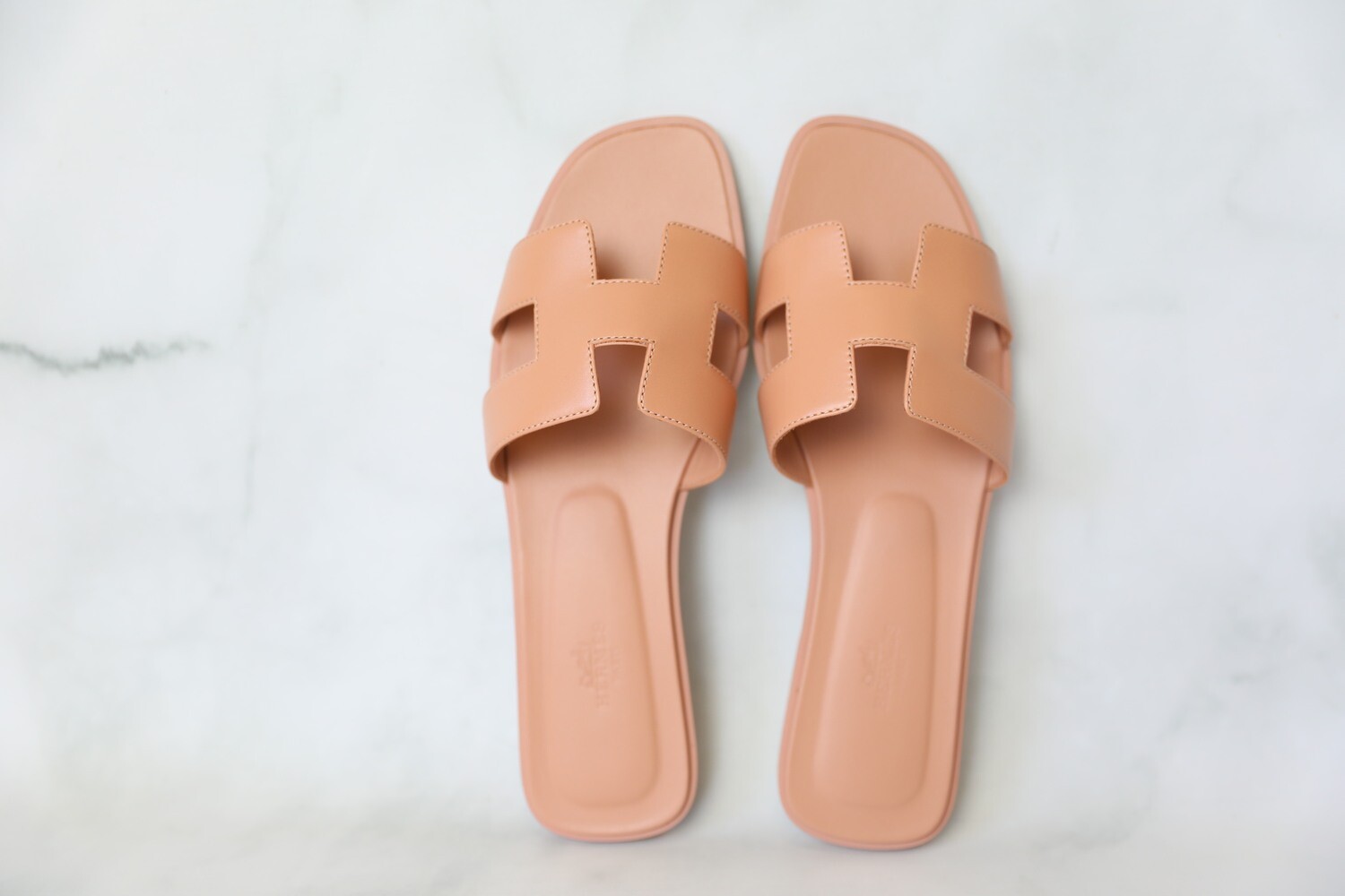 Hermes Shoes Oran Flat Sandals Pink Rose Granit Size 39 New in