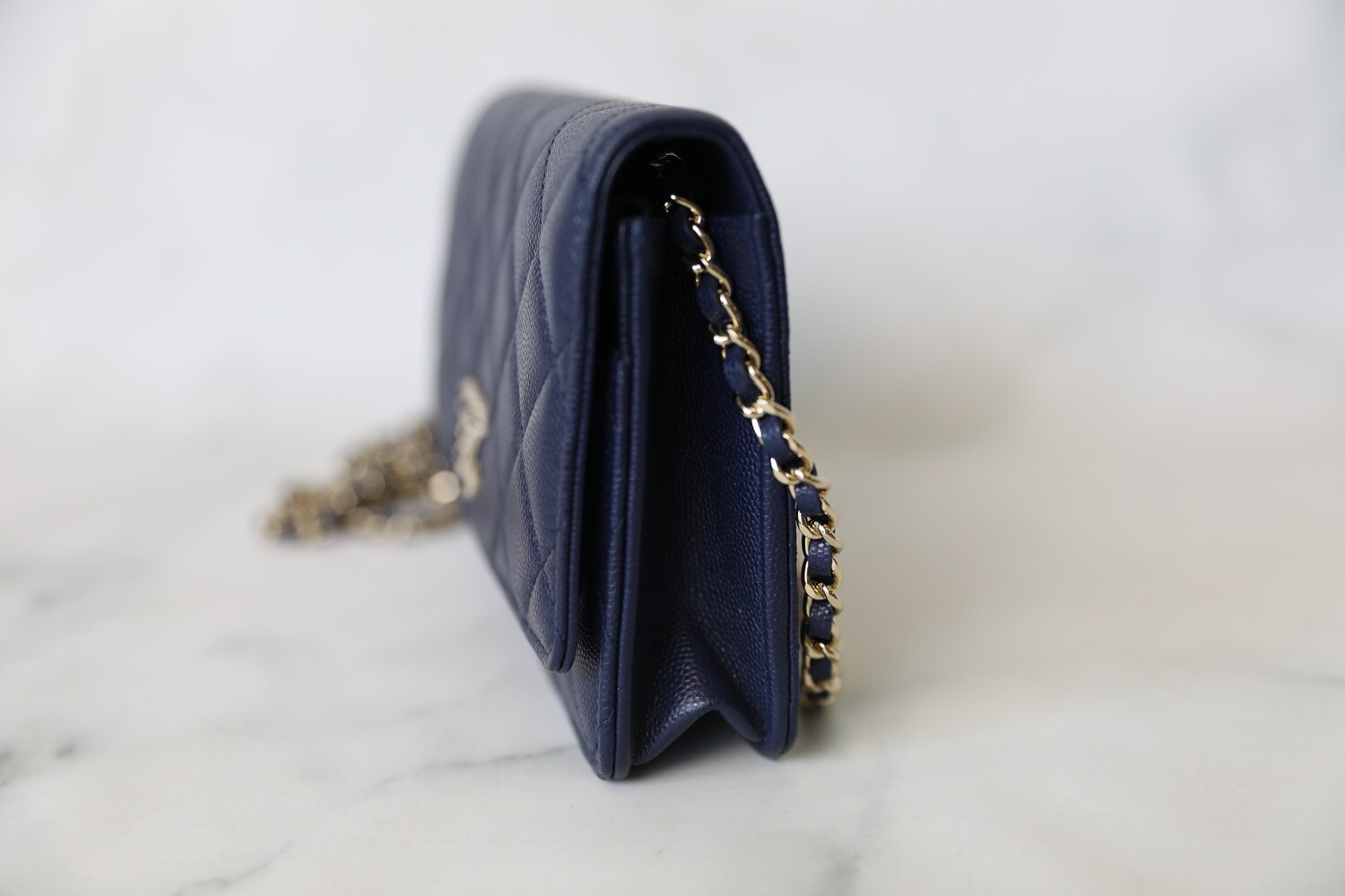 Chanel Wallet on Chain Crystal CC, Navy Caviar with Gold Hardware, As New  in Dustbag WA001