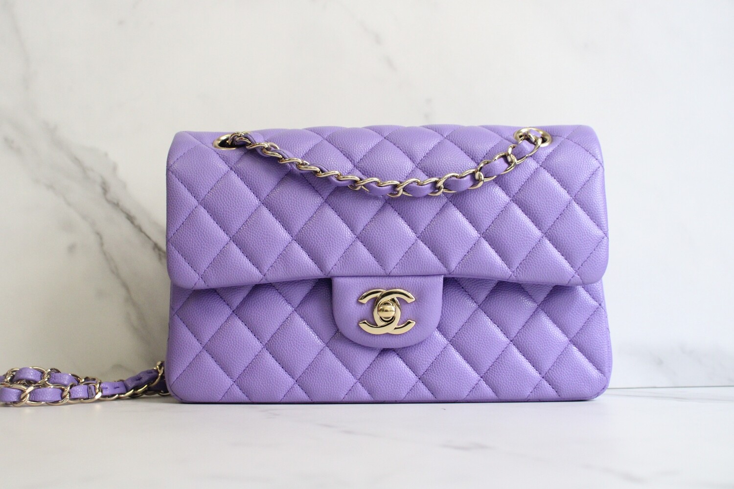 chanel purple mini flap bag
