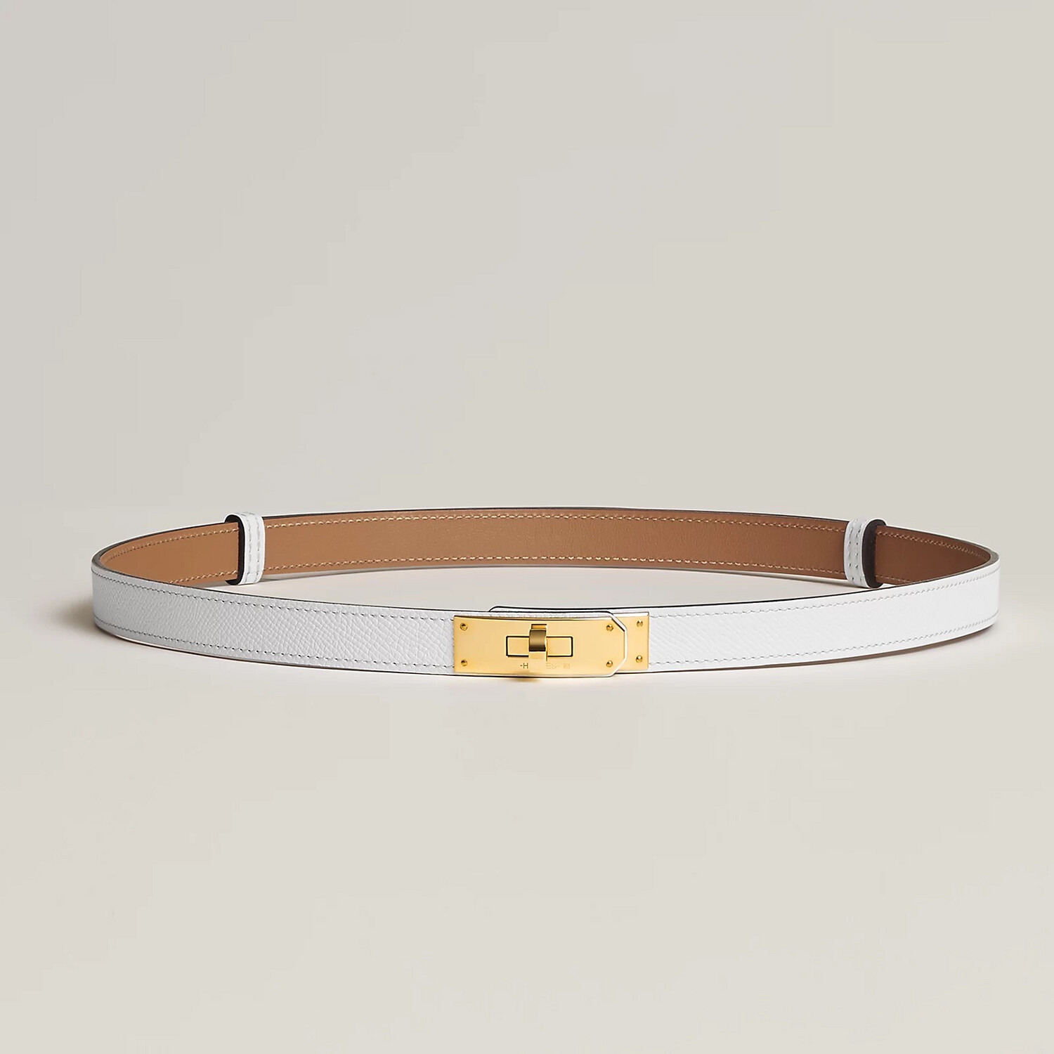 Hermes Kelly 18 Belt White With Gold Hardware, New In Box
