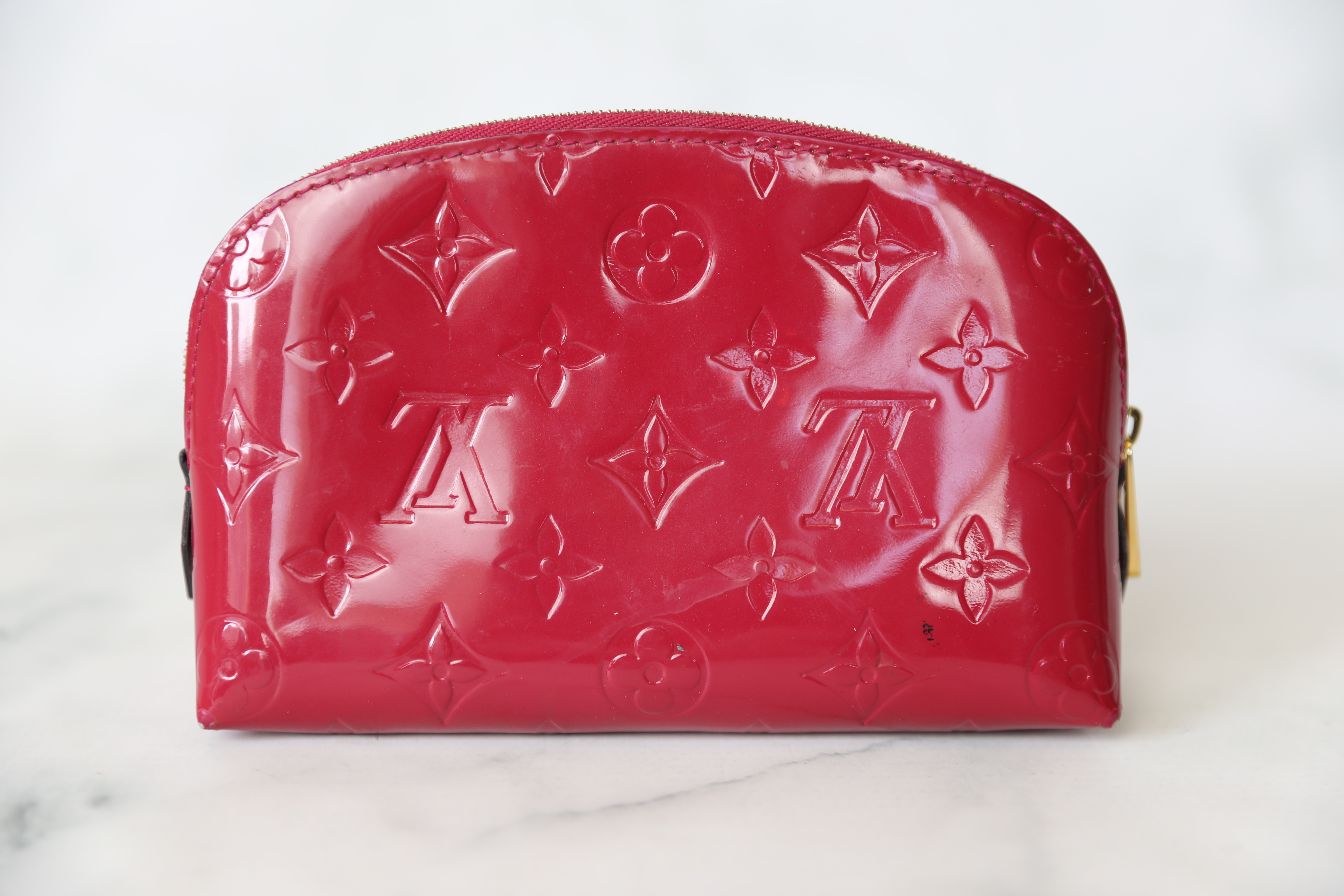 Louis Vuitton Rose Velour Monogram Vernis Cosmetic Pouch PM
