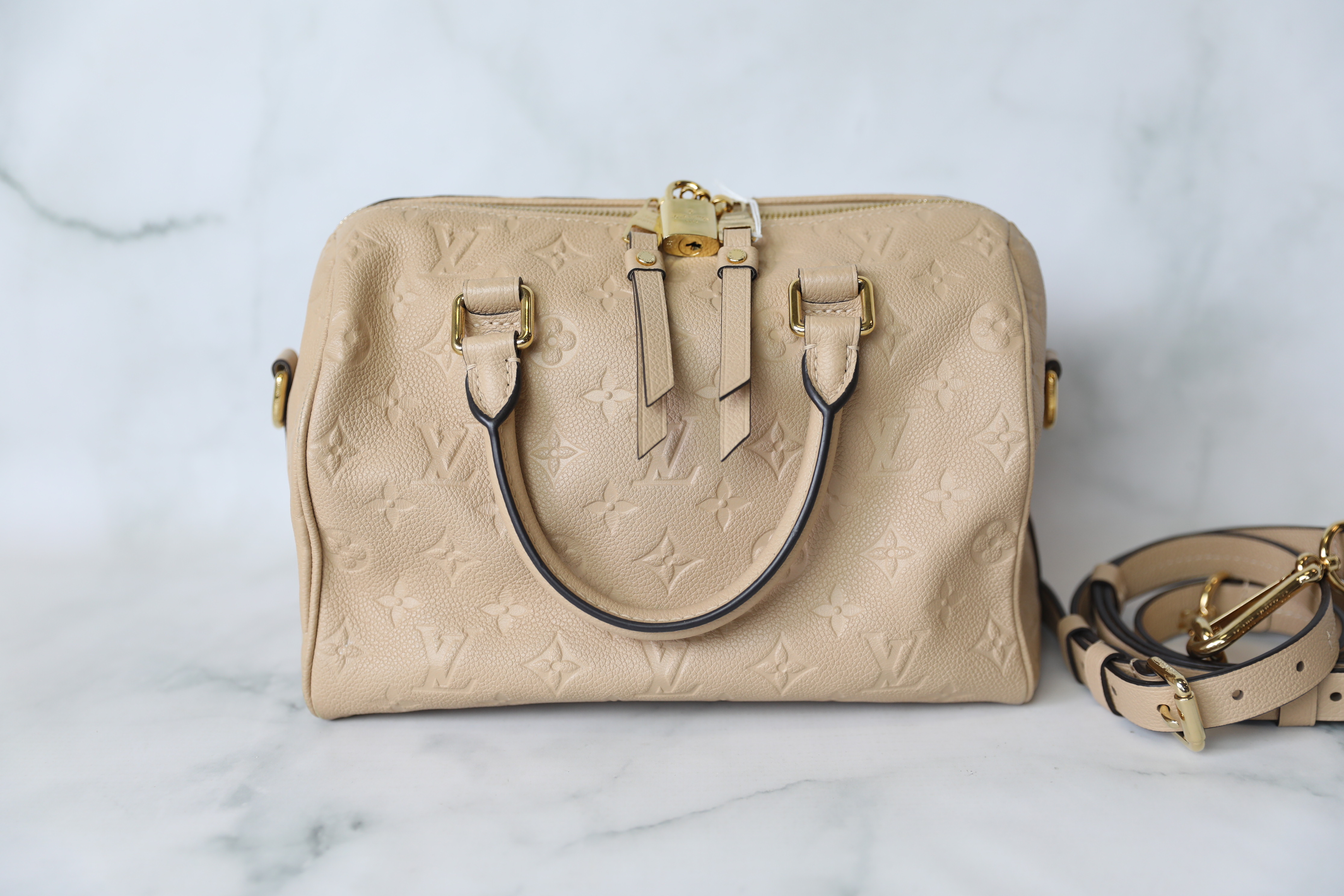 Speedy bandoulière leather handbag Louis Vuitton Gold in Leather - 35748359