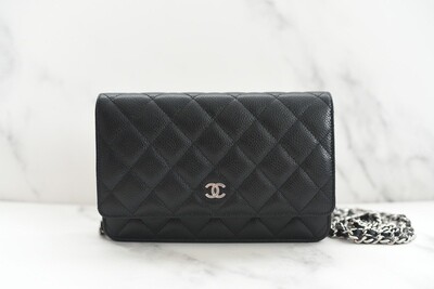 Chanel Classic Wallet on Chain, Black Caviar with Silver Hardware, New in Box GA001
