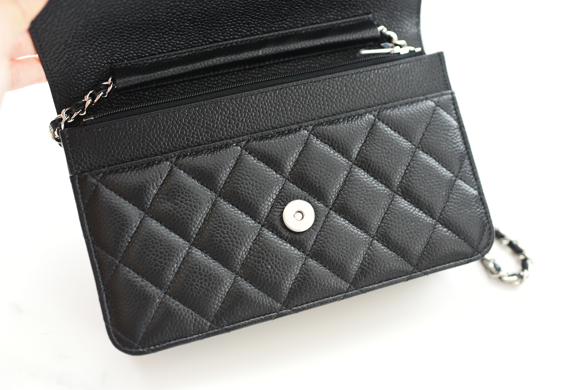 CHANEL Black Caviar Classic Wallet On Chain Microchipped Silver Hardwa –  AYAINLOVE CURATED LUXURIES