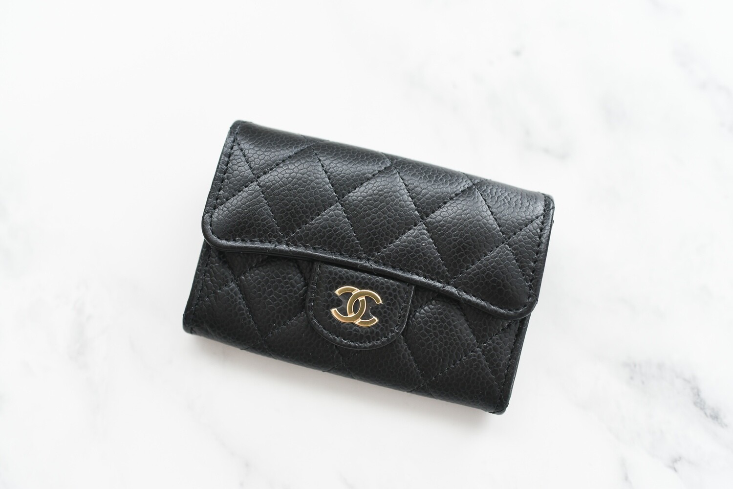 Chanel SLG Snap Card Holder, Black Caviar Leather with Gold Hardware, New  in Box GA001