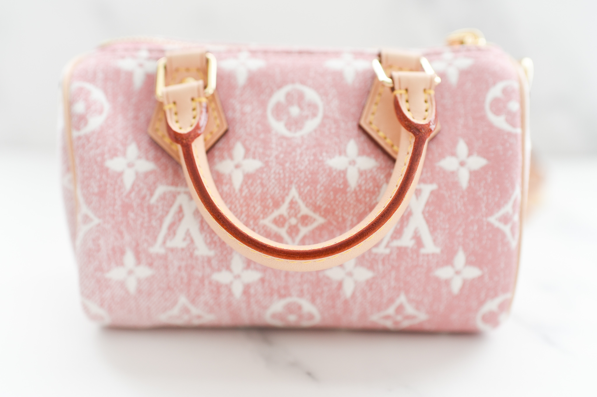 Nano speedy / mini hl handbag Louis Vuitton Pink in Denim - Jeans