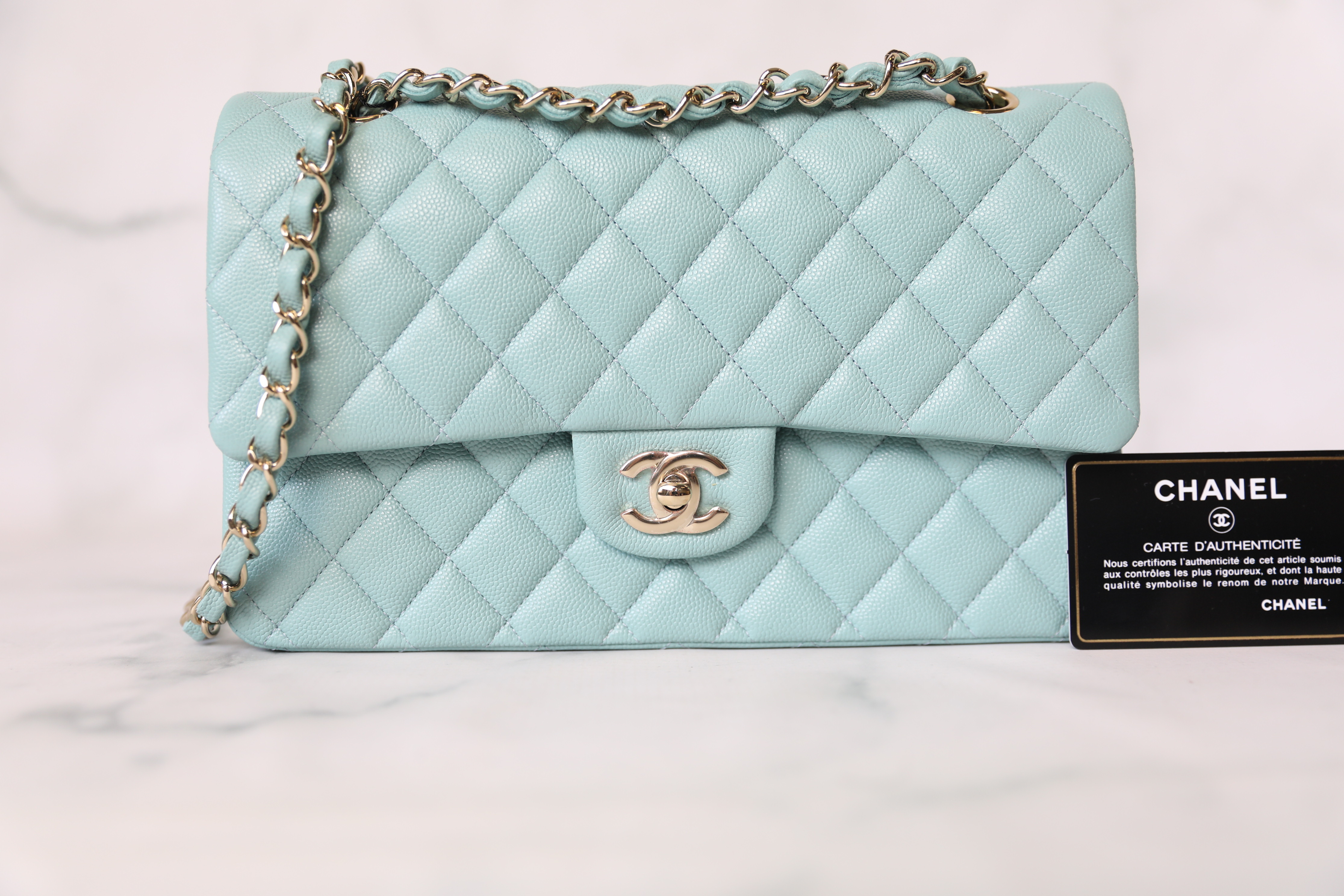 Chanel Classic Medium, Tiffany Blue Caviar with Gold Hardware, New in  Dustbag WA001 - Julia Rose Boston | Shop