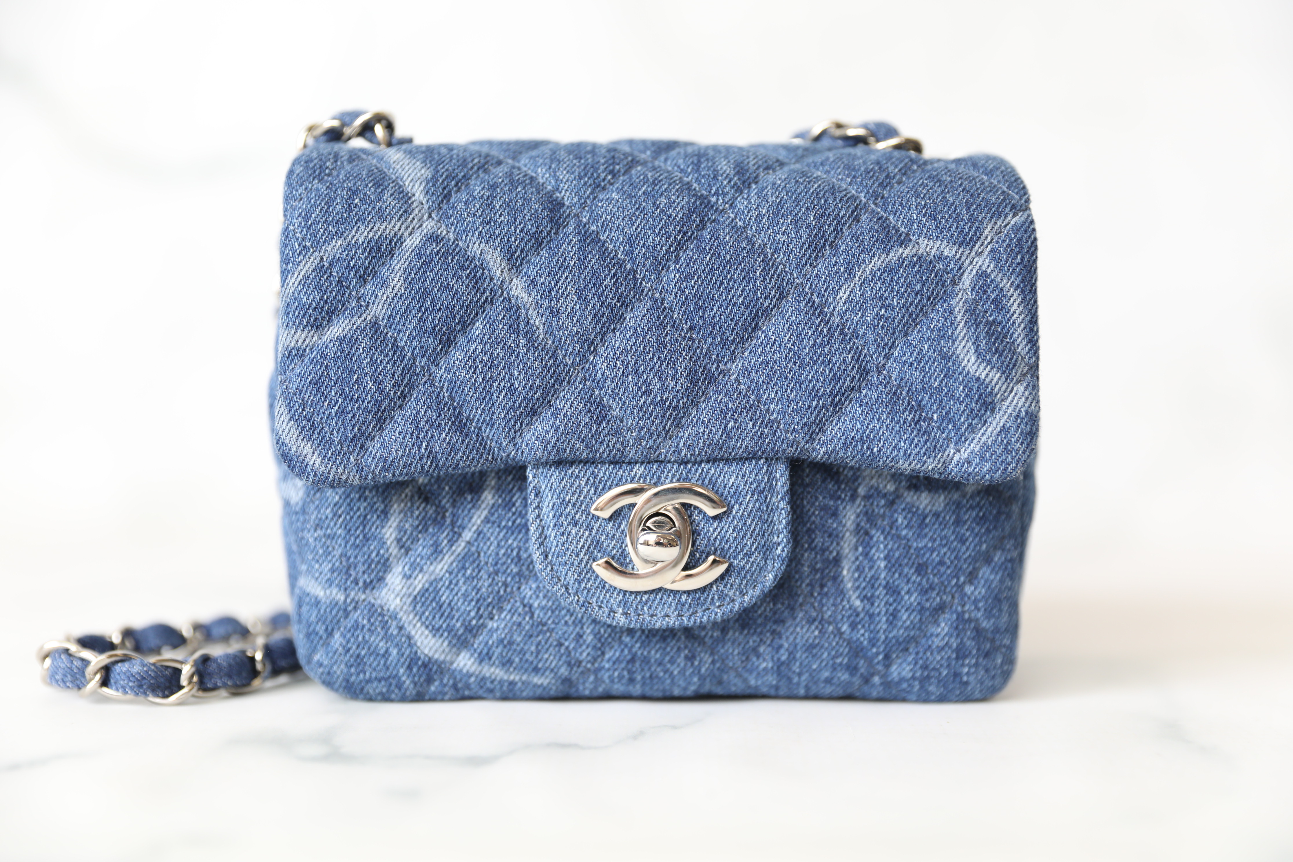 Chanel Sweetheart mini square bag blue denim