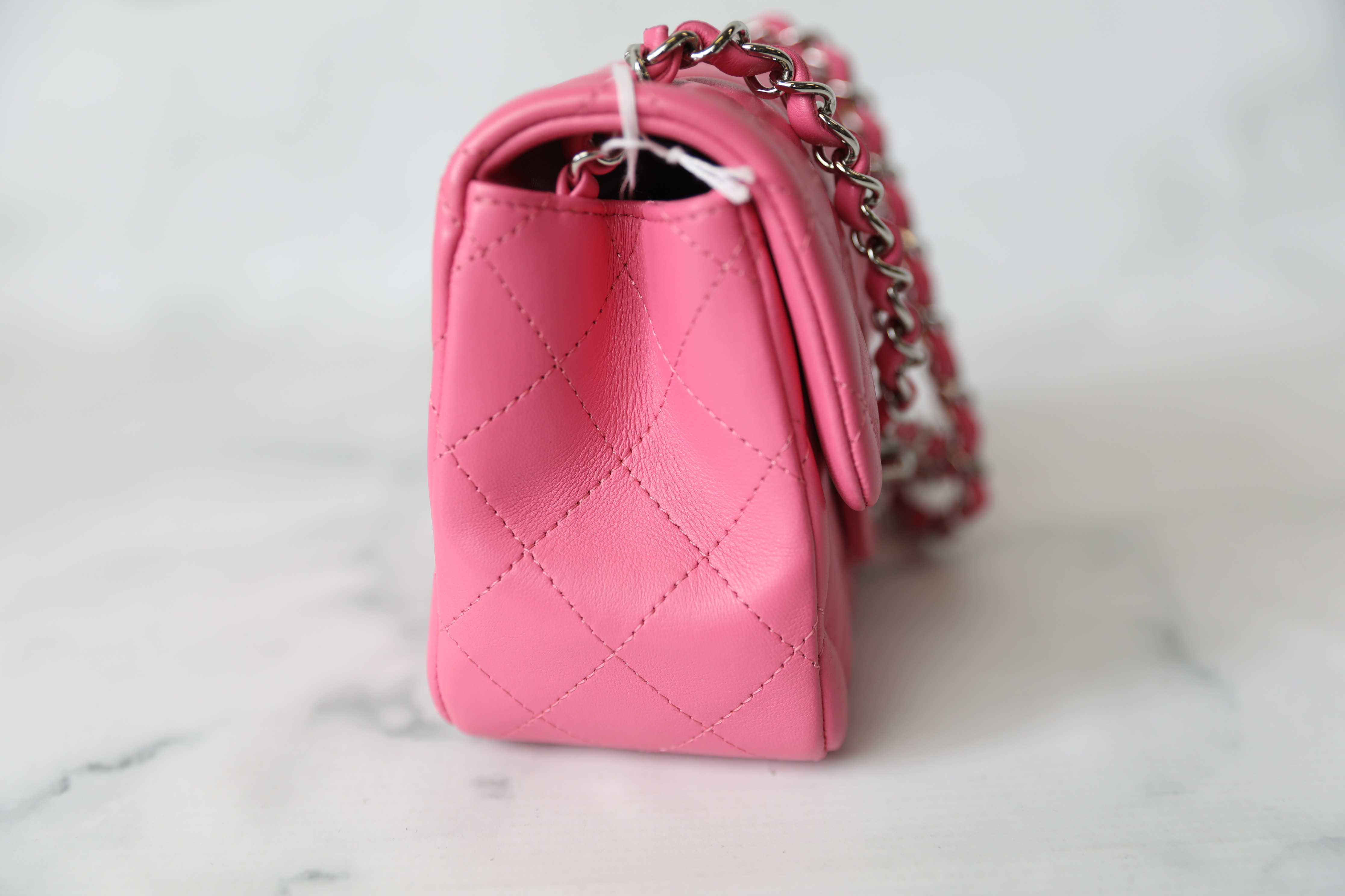 Chanel Classic Mini Square, 19C Pink Lambskin with Silver Hardware, Preowned  in Box WA001 - Julia Rose Boston