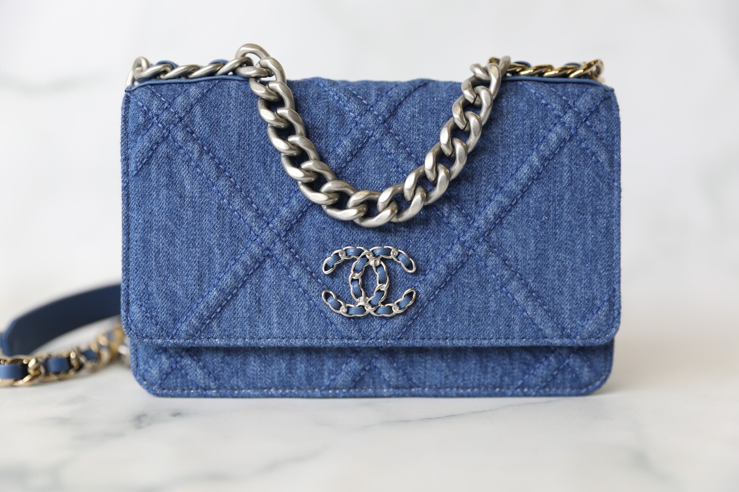 Chanel Wallet On Chain WOC Iridescent Blue  THE PURSE AFFAIR