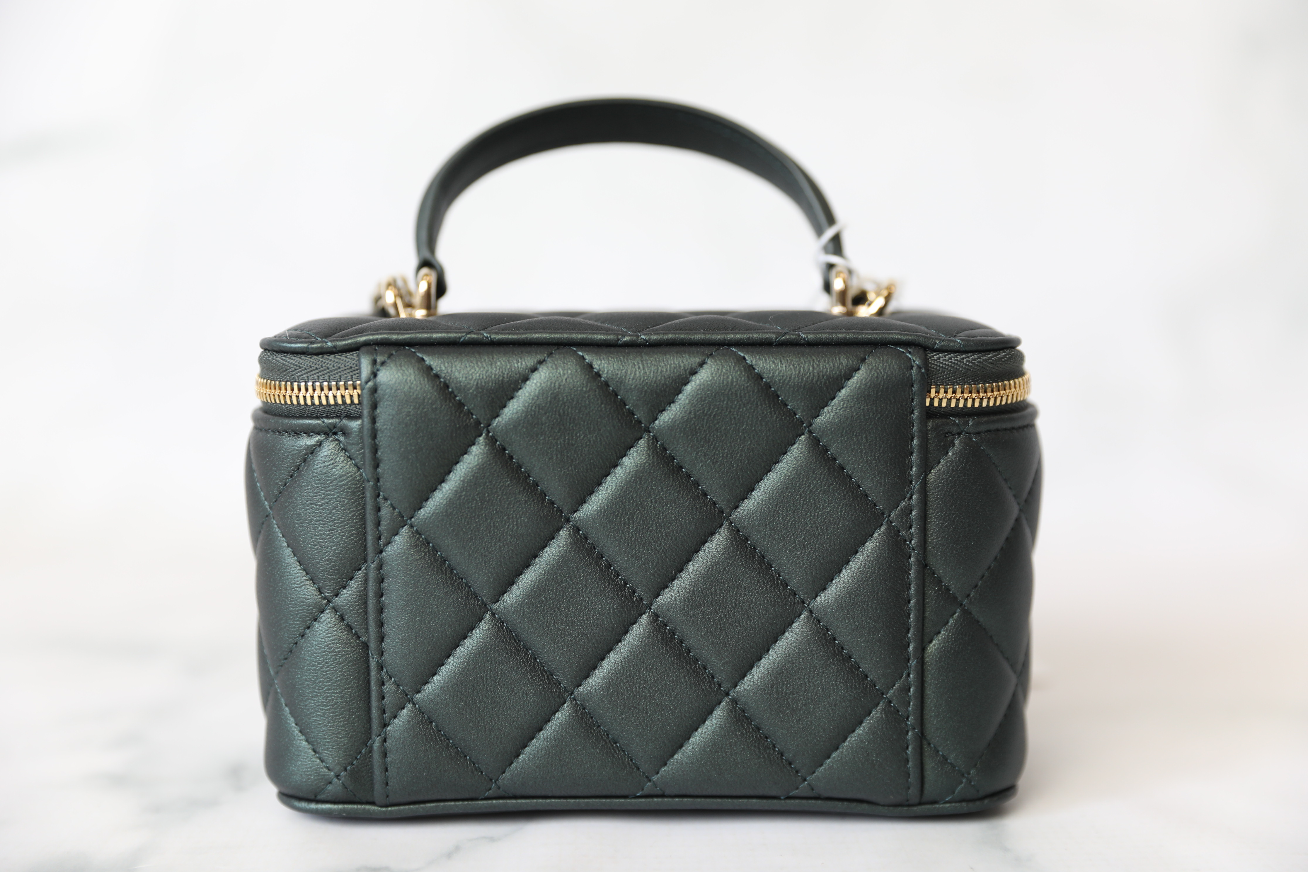 Chanel Top Handle Vanity with Chain, 22A Dark Green Lambskin with Gold  Hardware, New in Box WA001 - Julia Rose Boston