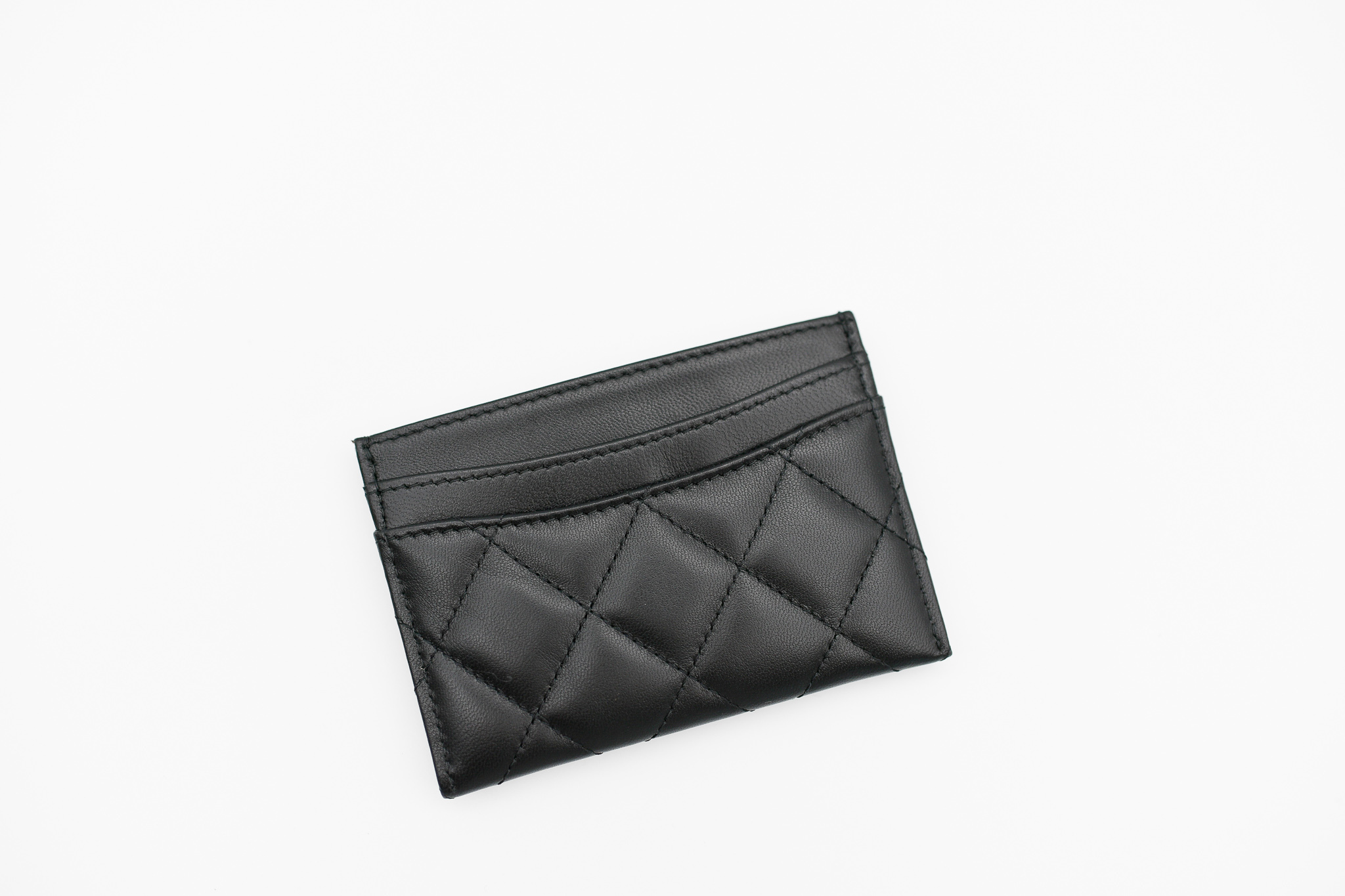 Chanel Classic Flat Card Holder, Black Lambskin with Gold Hardware