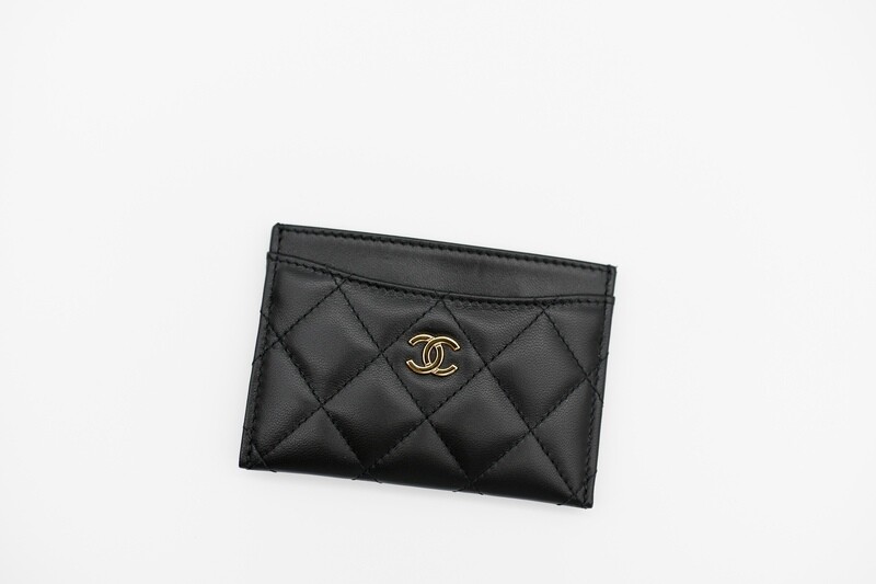 【人気/関税/送料込み】 Chanel Classic Card Holder Lambskin & Classic card holder - Lambskin & gold-tone metal, black