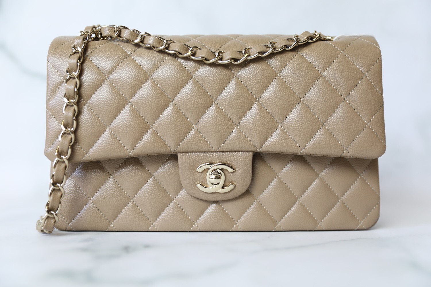 Chanel Caviar Quilted Medium Double Flap Beige