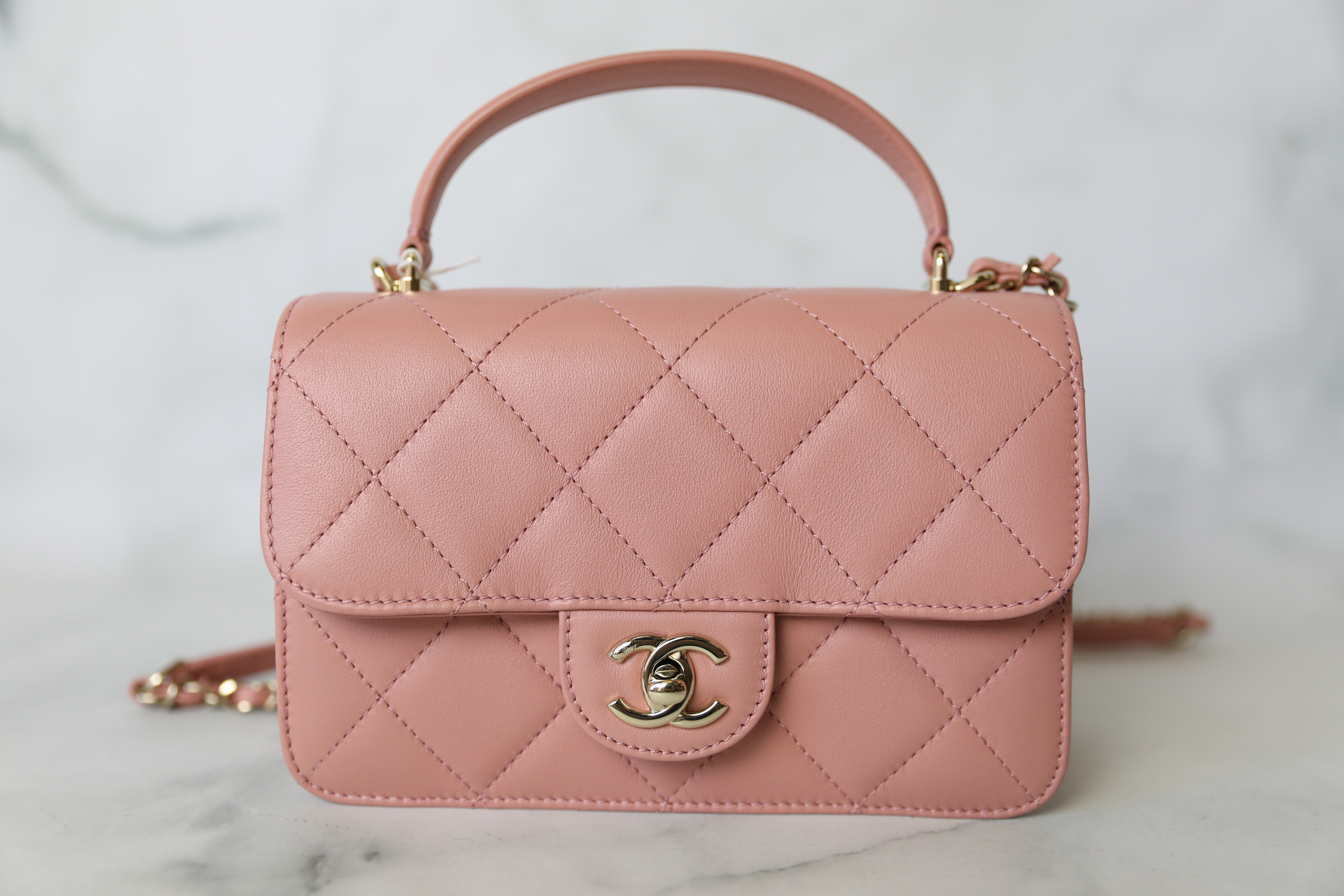 Chanel Coco Lady Top Handle Flap Small, Pink Calfskin with Gold