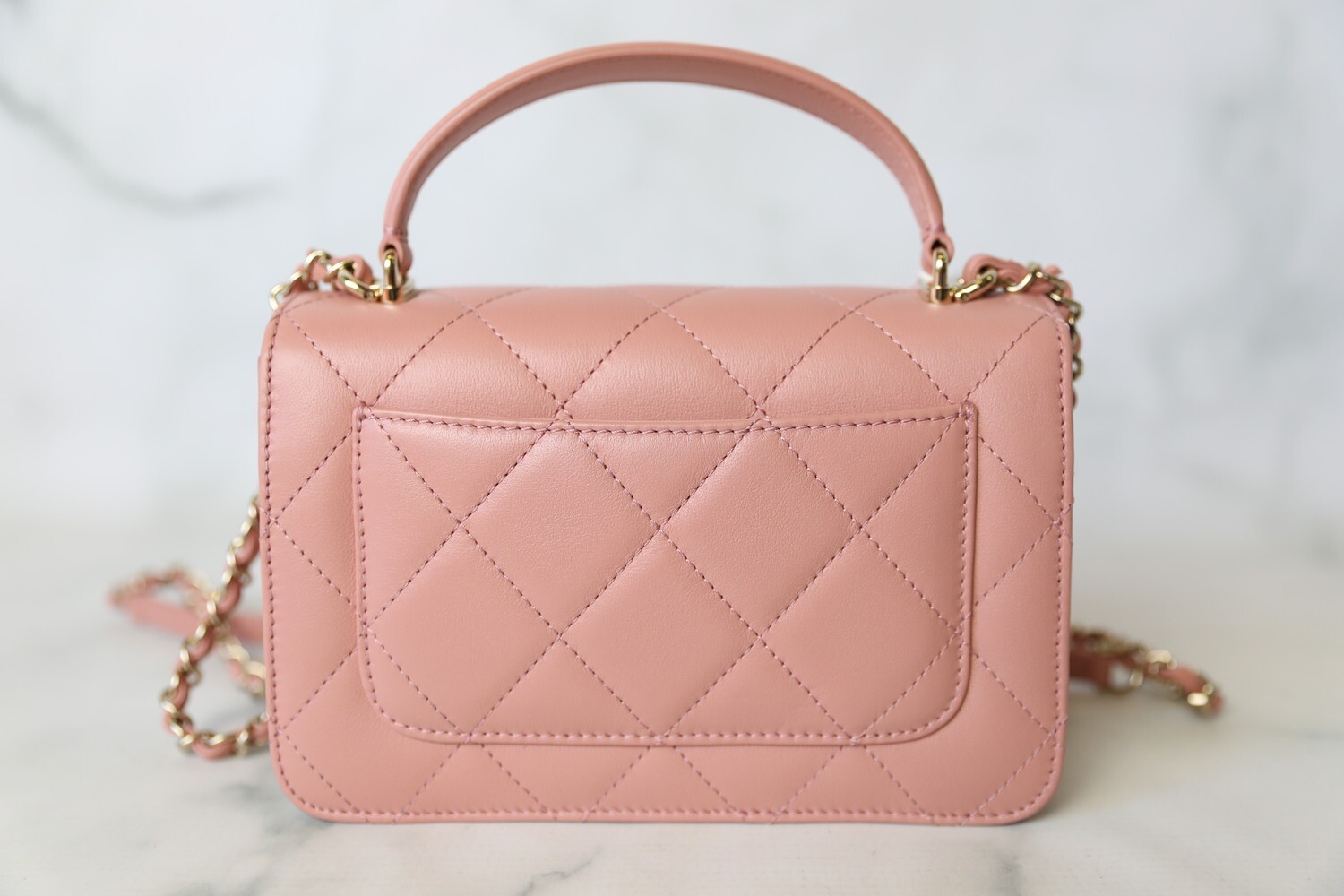 Chanel Coco Lady Top Handle Flap Small, Pink Calfskin with Gold Hardware,  Preowned in Box WA001