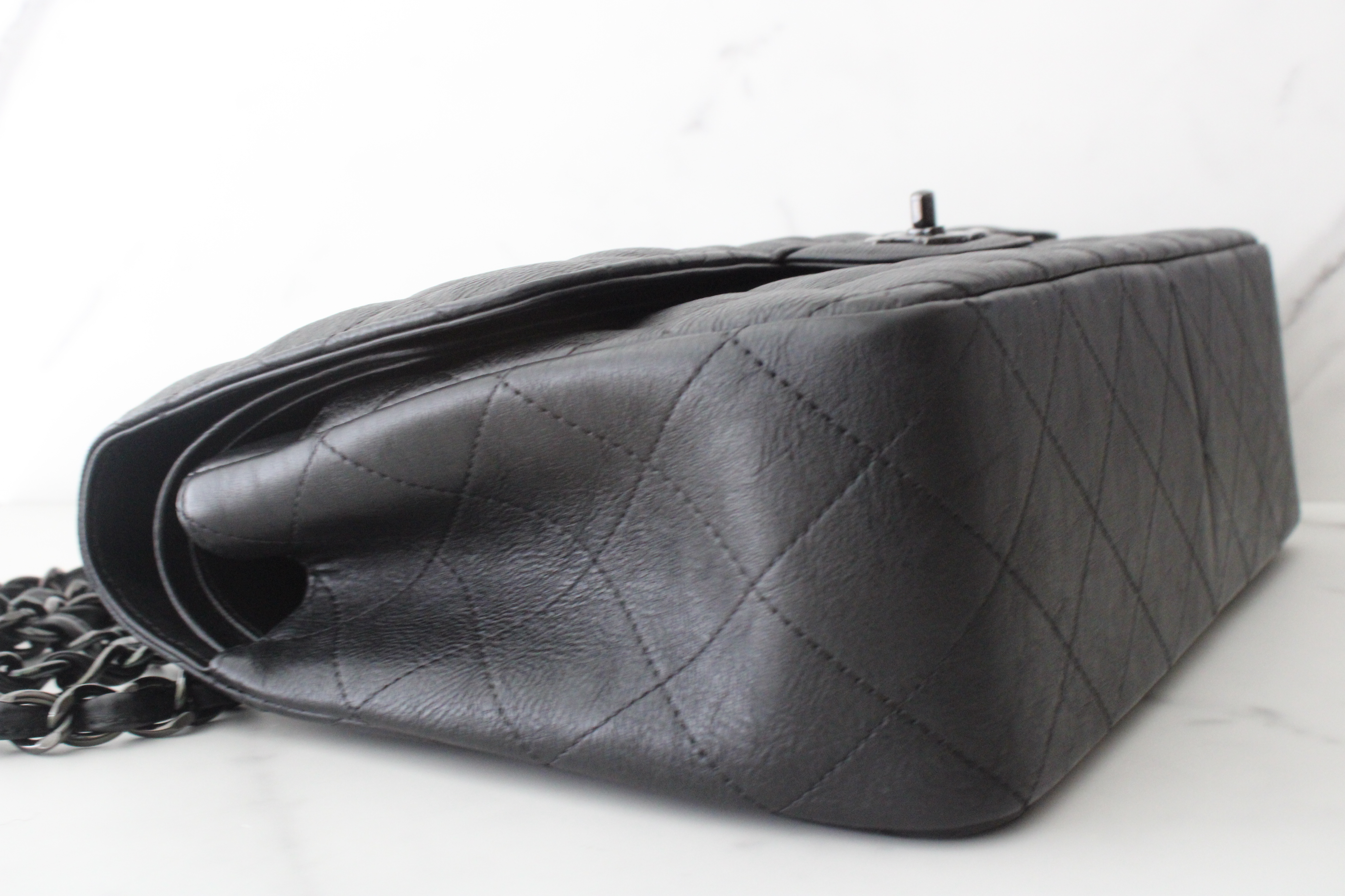Chanel Black 2014-2015 jumbo houndstooth and jersey Classic single flap  shoulder bag ref.1021584 - Joli Closet