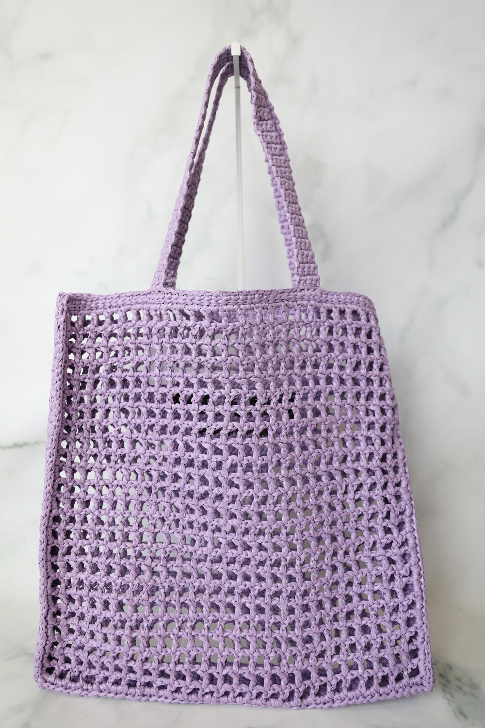 Prada Raffia Tote, Purple, New in Dustbag GA006