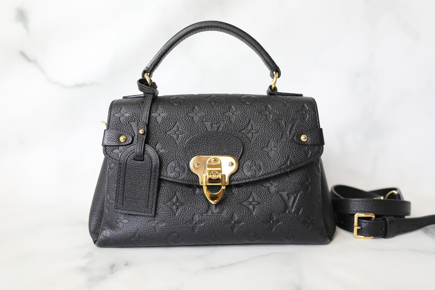 Louis Vuitton Georges BB, Black Empreinte Leather, Preowned in Dustbag WA001