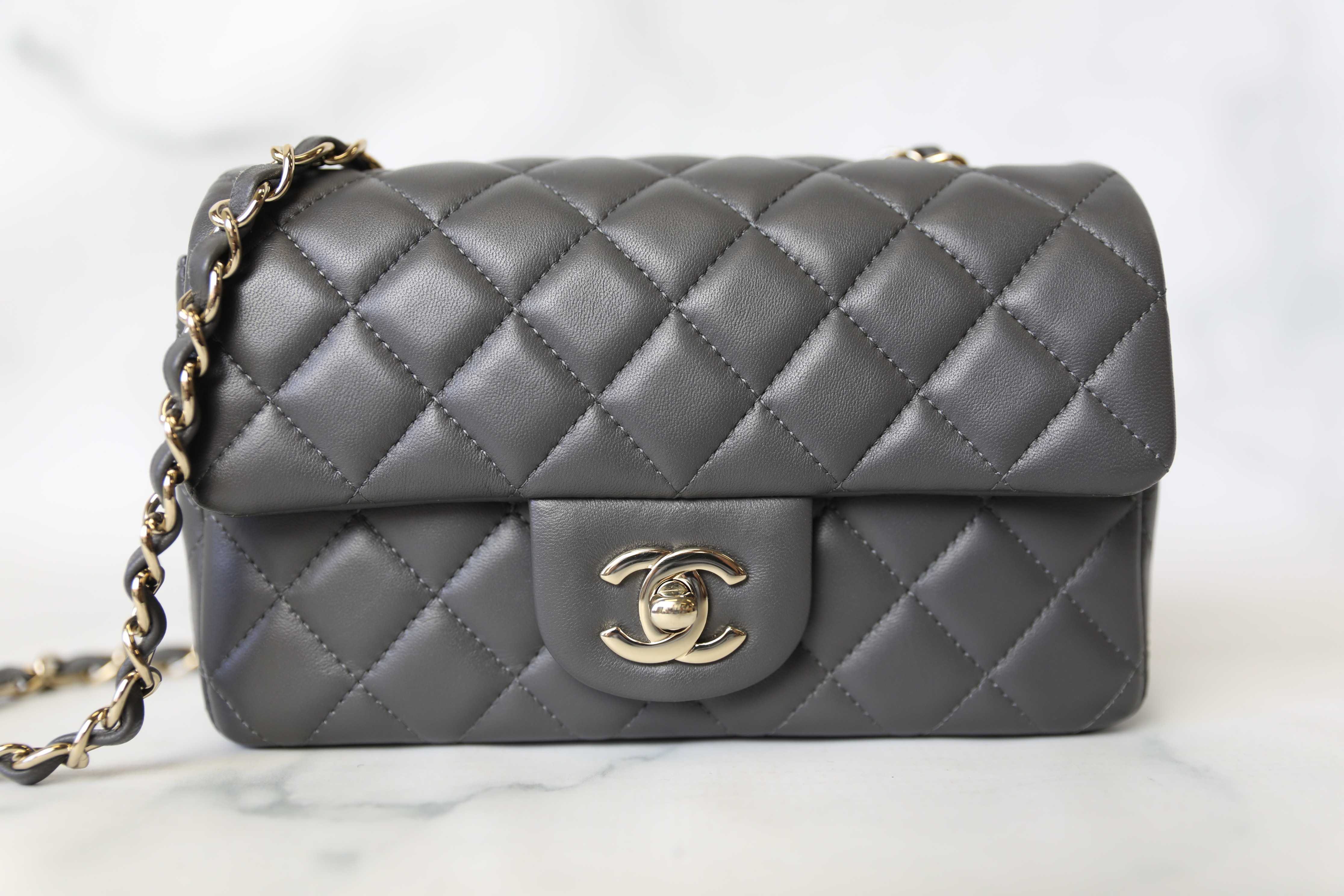 Chanel Black Quilted Lambskin Mini Rectangular Classic Flap Gold