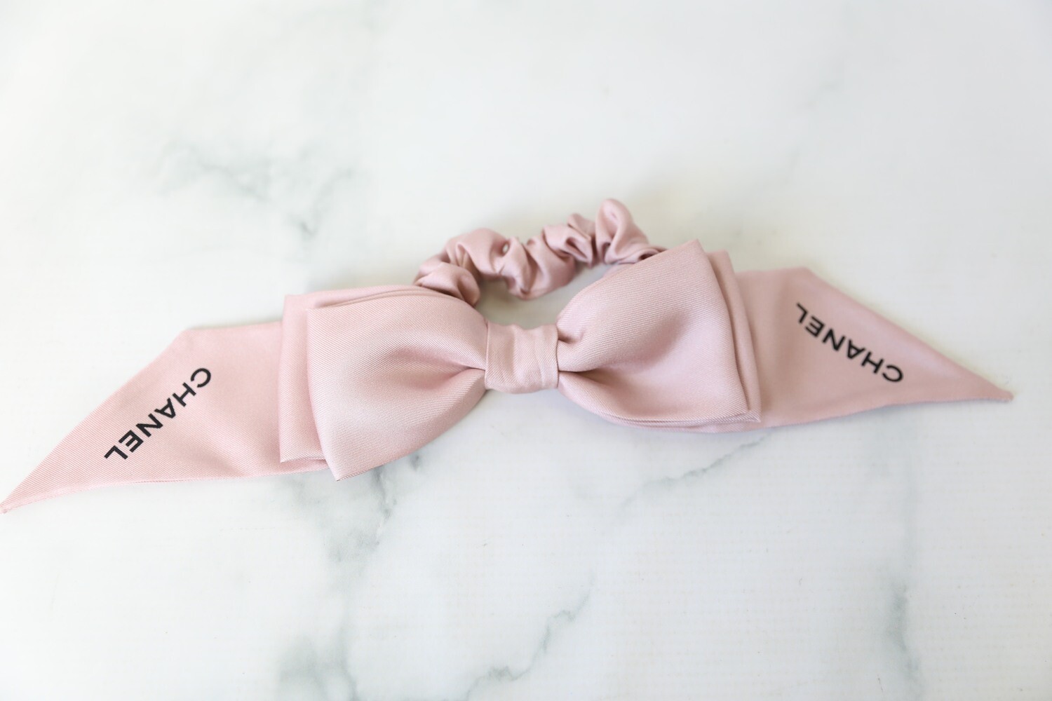 Chanel Hair Bow Tie, Pink Silk, New in Box WA001