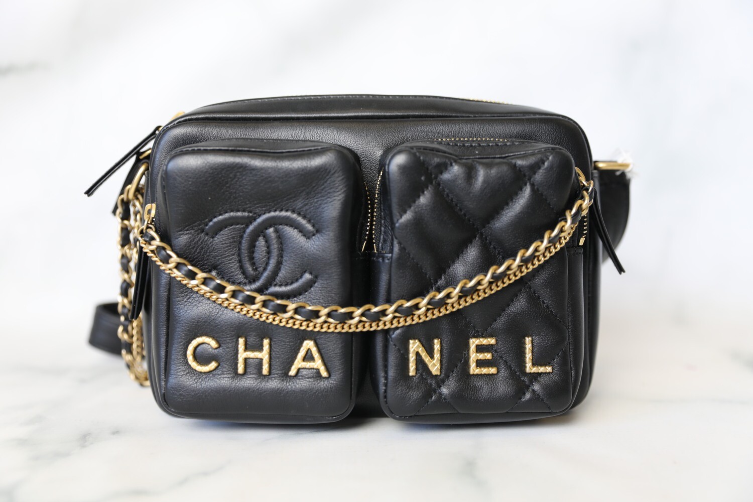 Chanel Camera Bag Small, Black Calfskin with Gold Hardware, Preowned No  Dustbag WA001